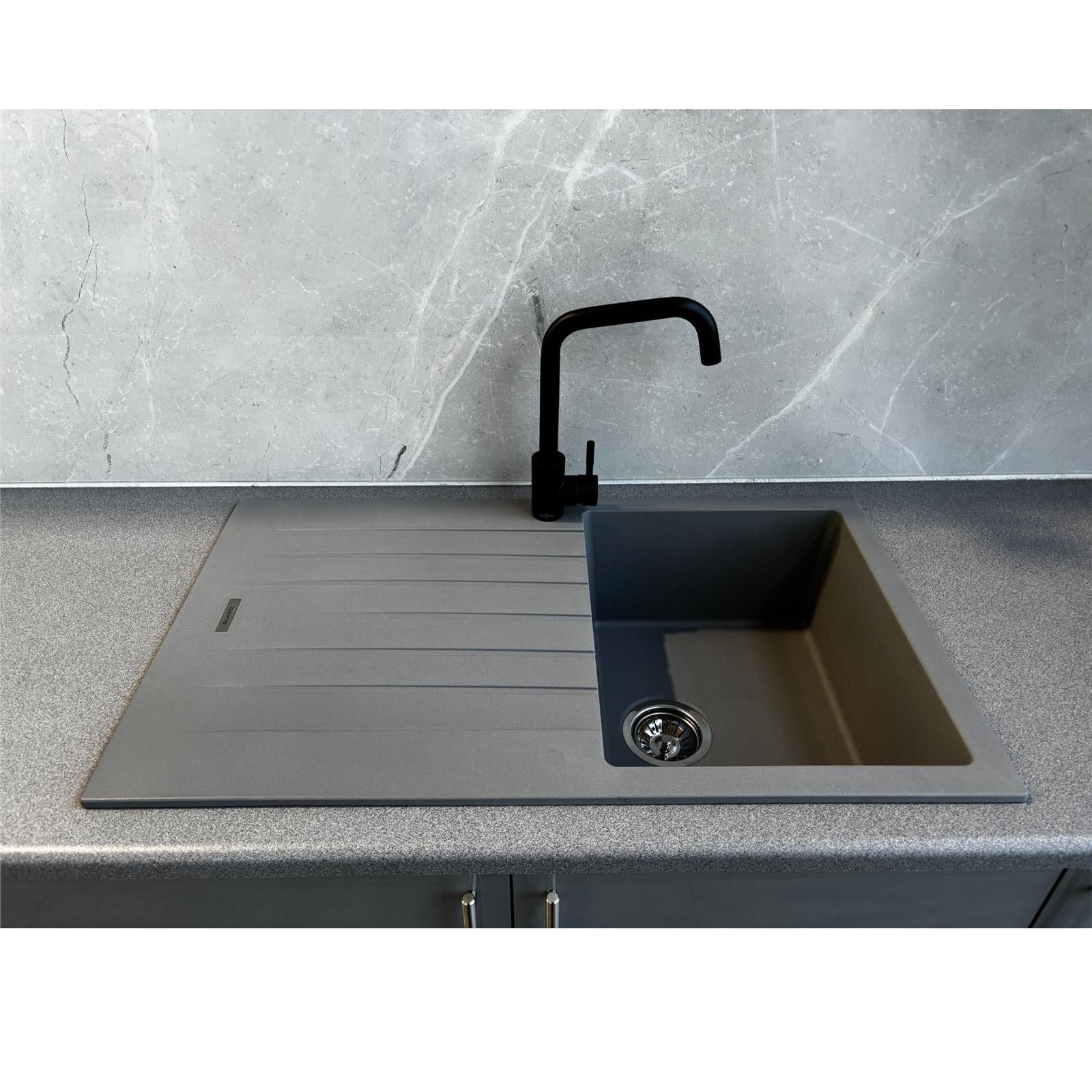 Liquida LG860GR 1.0 Bowl Granite Reversible Inset Compact Grey Kitchen Sink
