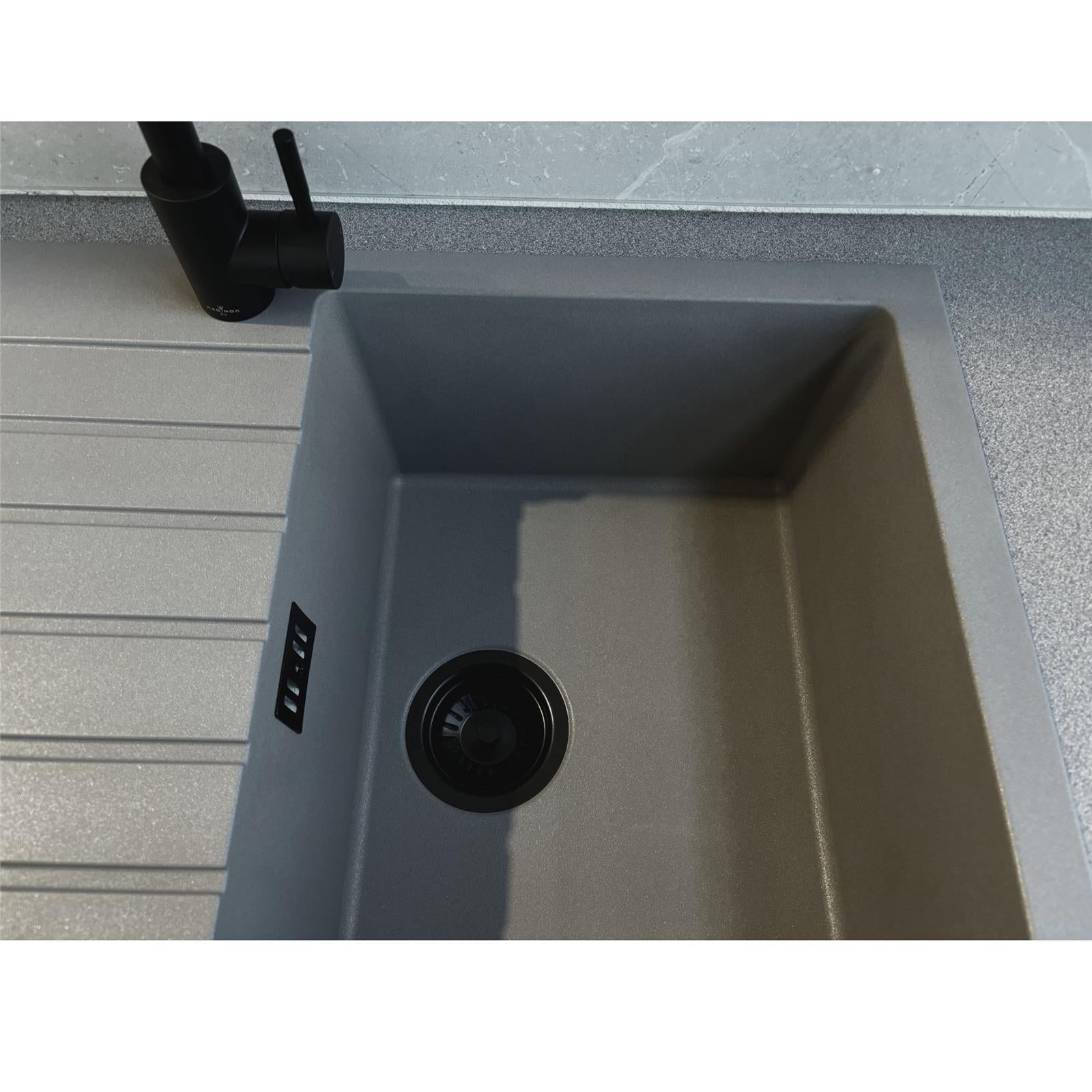 Liquida LG860GR 1 Bowl Reversible Grey Granite Kitchen Sink 860x500mm