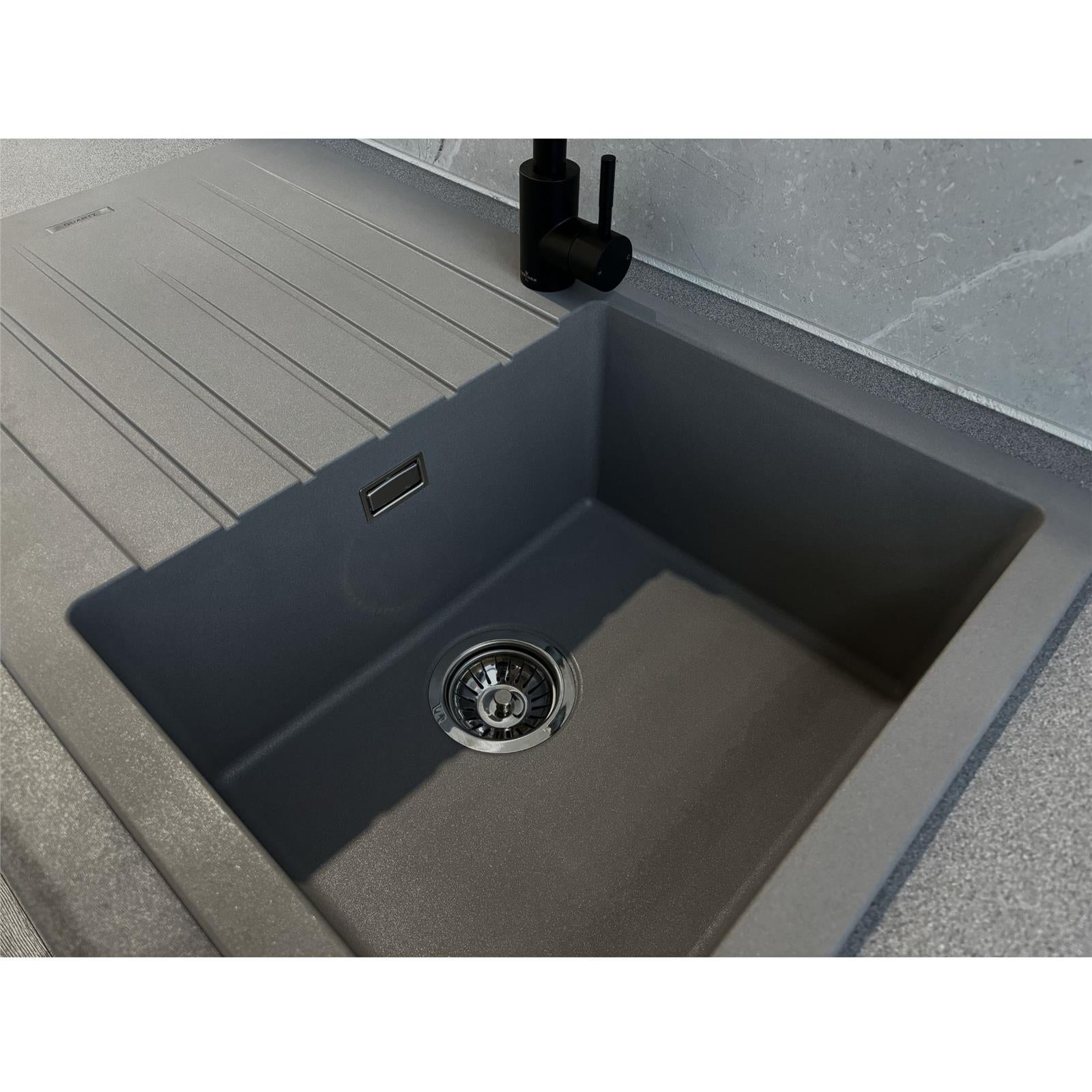 Liquida LG860GR 1.0 Bowl Granite Reversible Inset Compact Grey Kitchen Sink