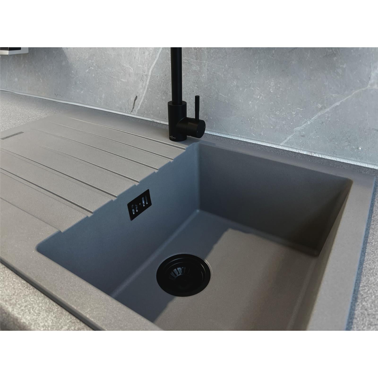 Liquida LG860GR 1.0 Bowl Granite Reversible Inset Compact Grey Kitchen Sink