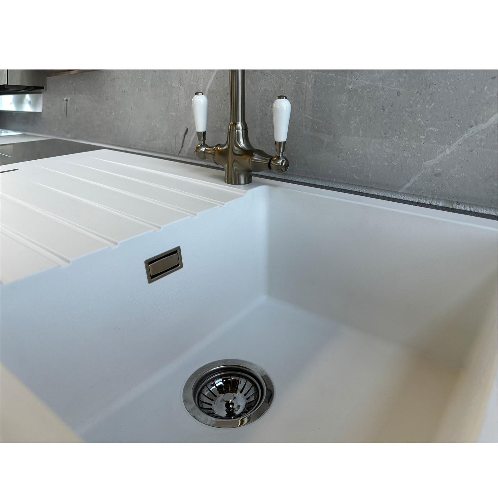 Liquida LG860WH 1.0 Bowl Granite Reversible Inset Compact White Kitchen Sink