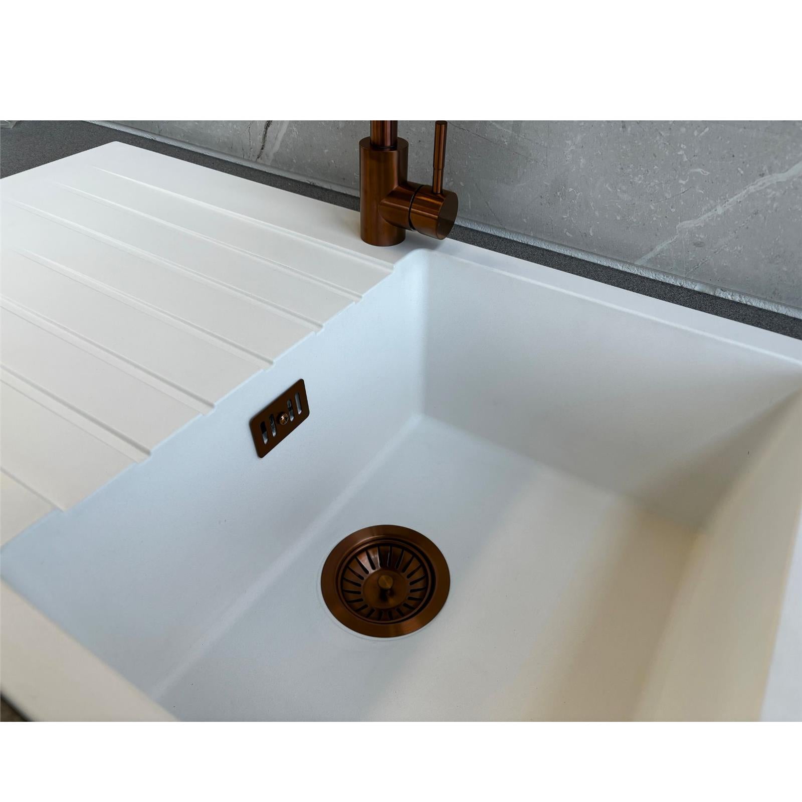 Liquida LG860WH 1.0 Bowl Granite Reversible Inset Compact White Kitchen Sink