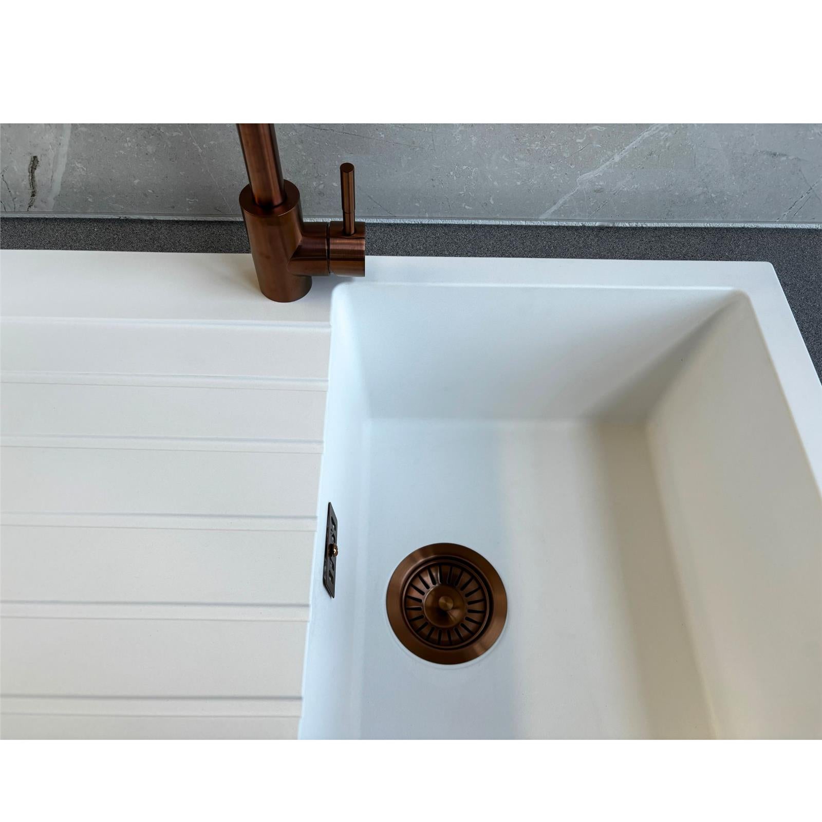 Liquida LG860WH 1.0 Bowl Granite Reversible Inset Compact White Kitchen Sink