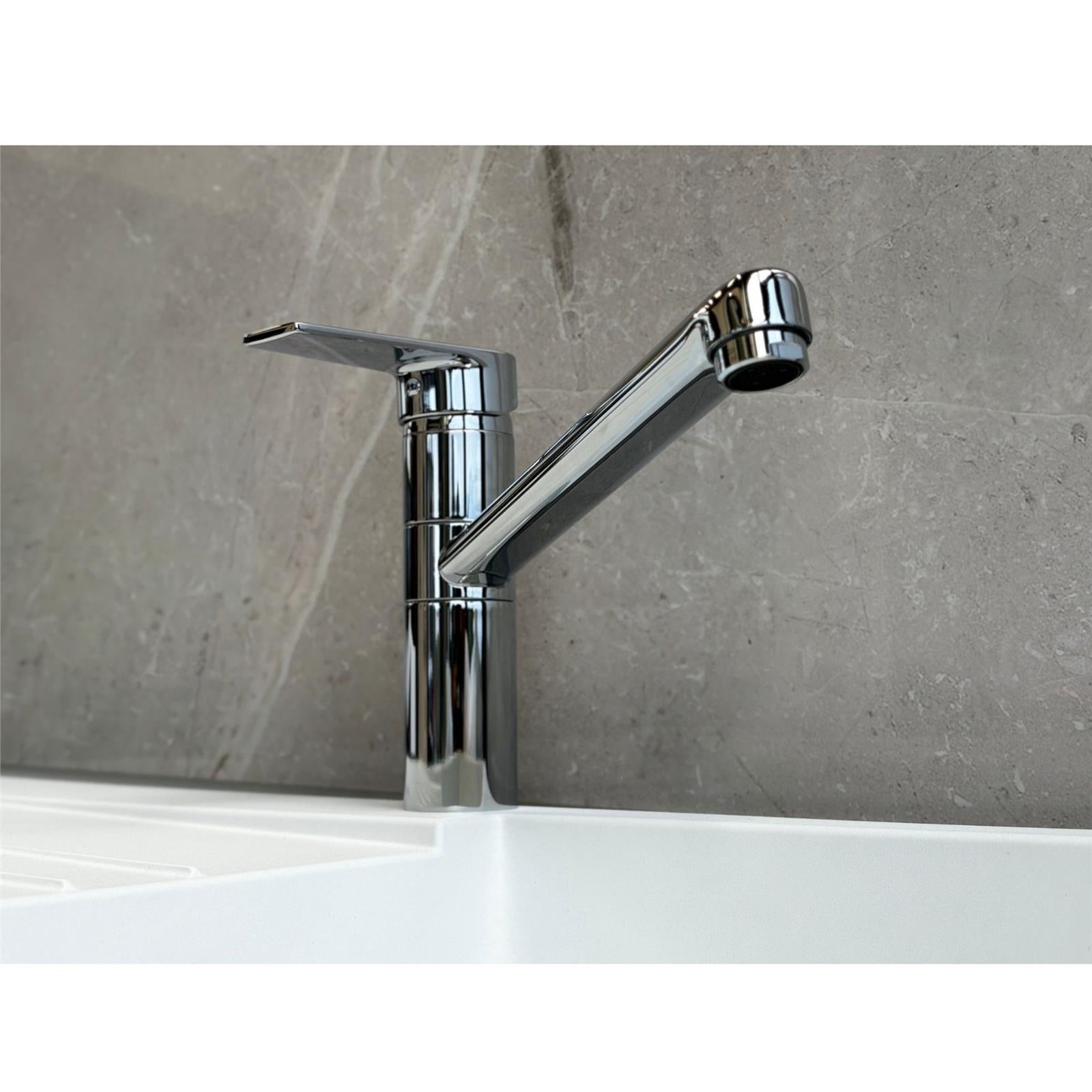 Franke Logos Long Reach Single Lever Swivel Spout Chrome Mixer Kitchen Tap