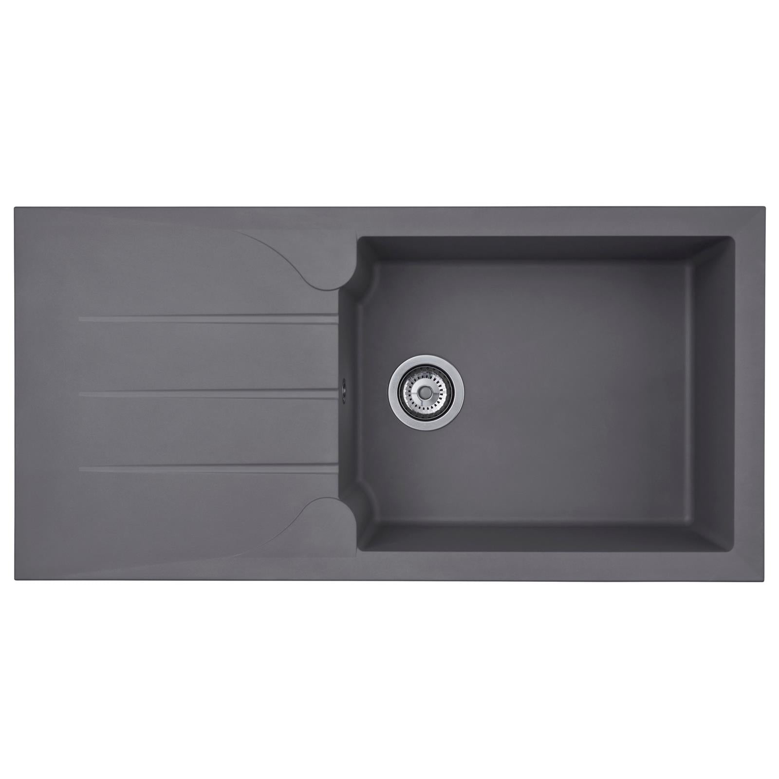 Liquida LP10GR 1 Bowl Composite Reversible Inset Grey Kitchen Sink - GRADED