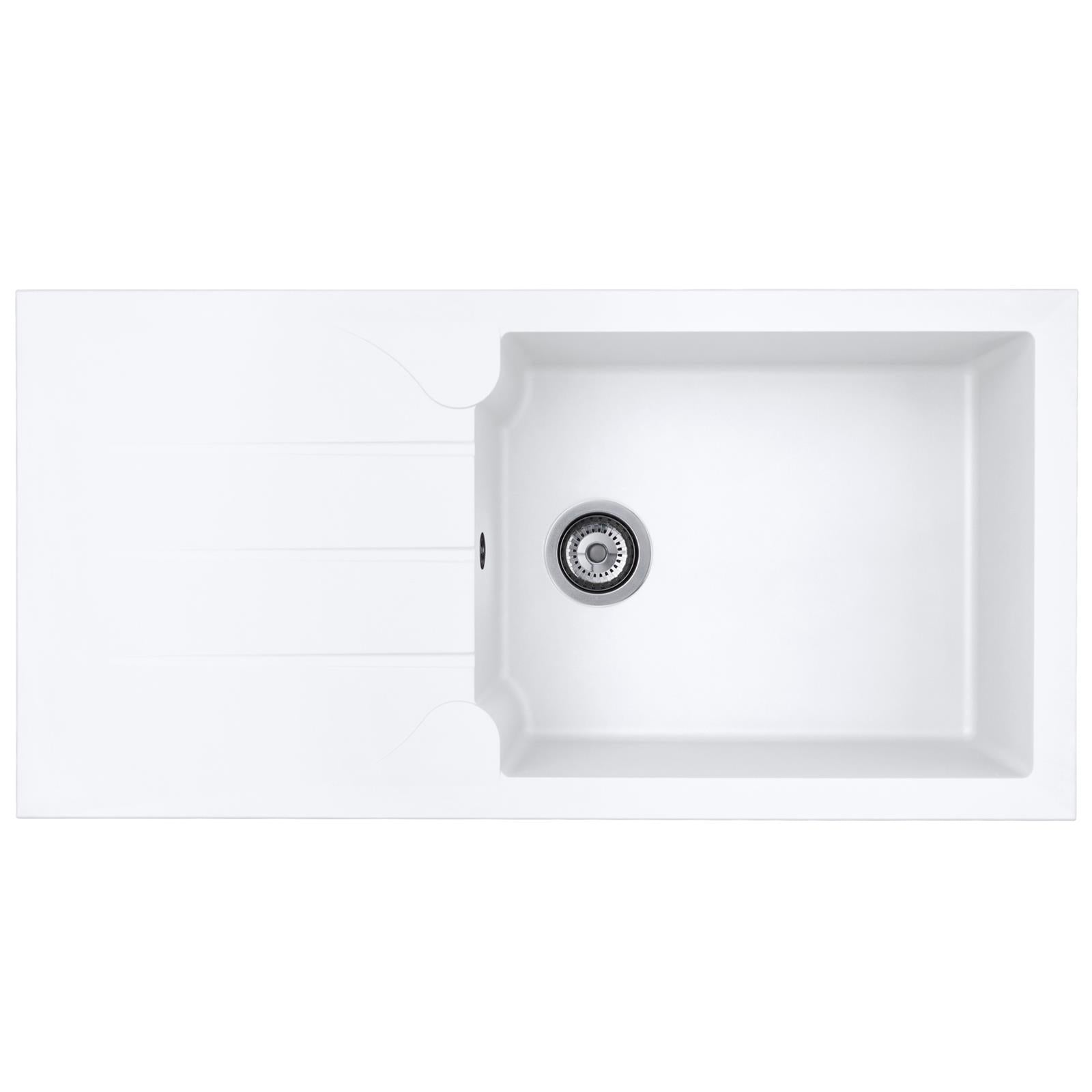 Liquida LP10WH 1.0 Bowl Composite Reversible Inset White Kitchen Sink With Waste