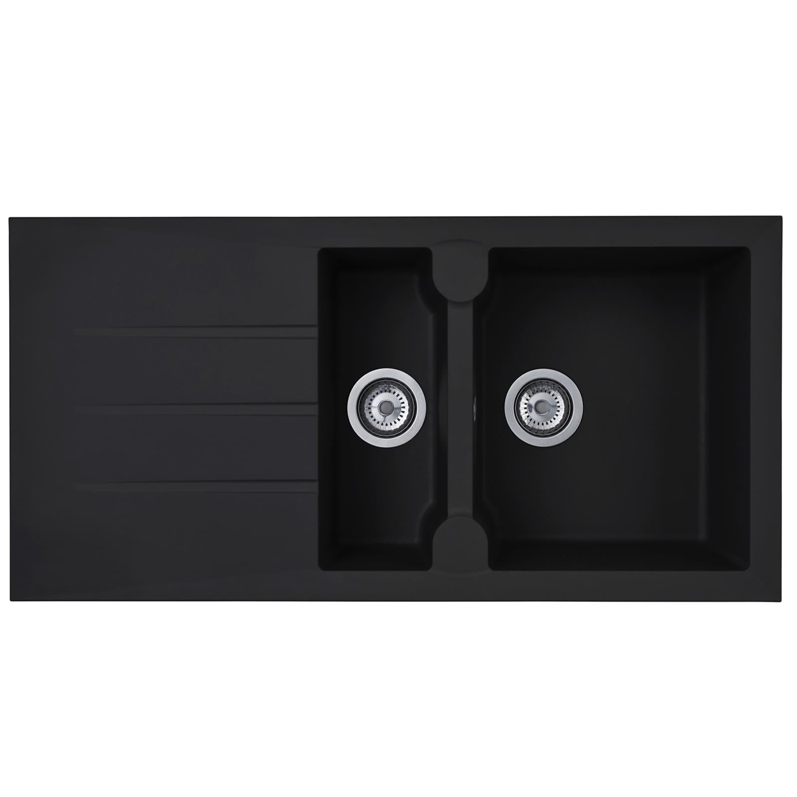Liquida LP15BL 1.5 Bowl Composite Reversible Inset Black Kitchen Sink - GRADED