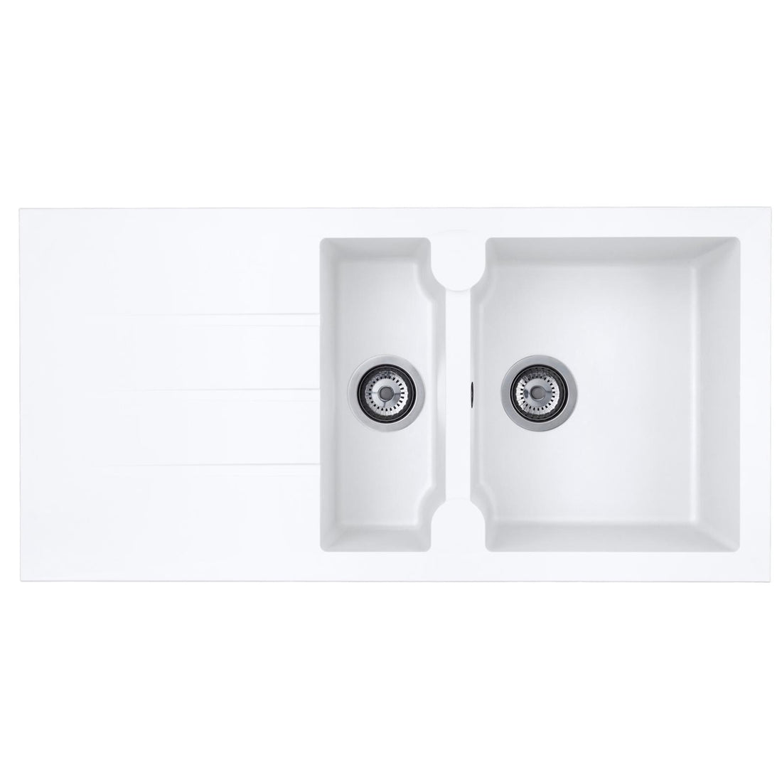 Liquida LP15WH 1.5 Bowl Composite Reversible Inset White Kitchen Sink With Waste