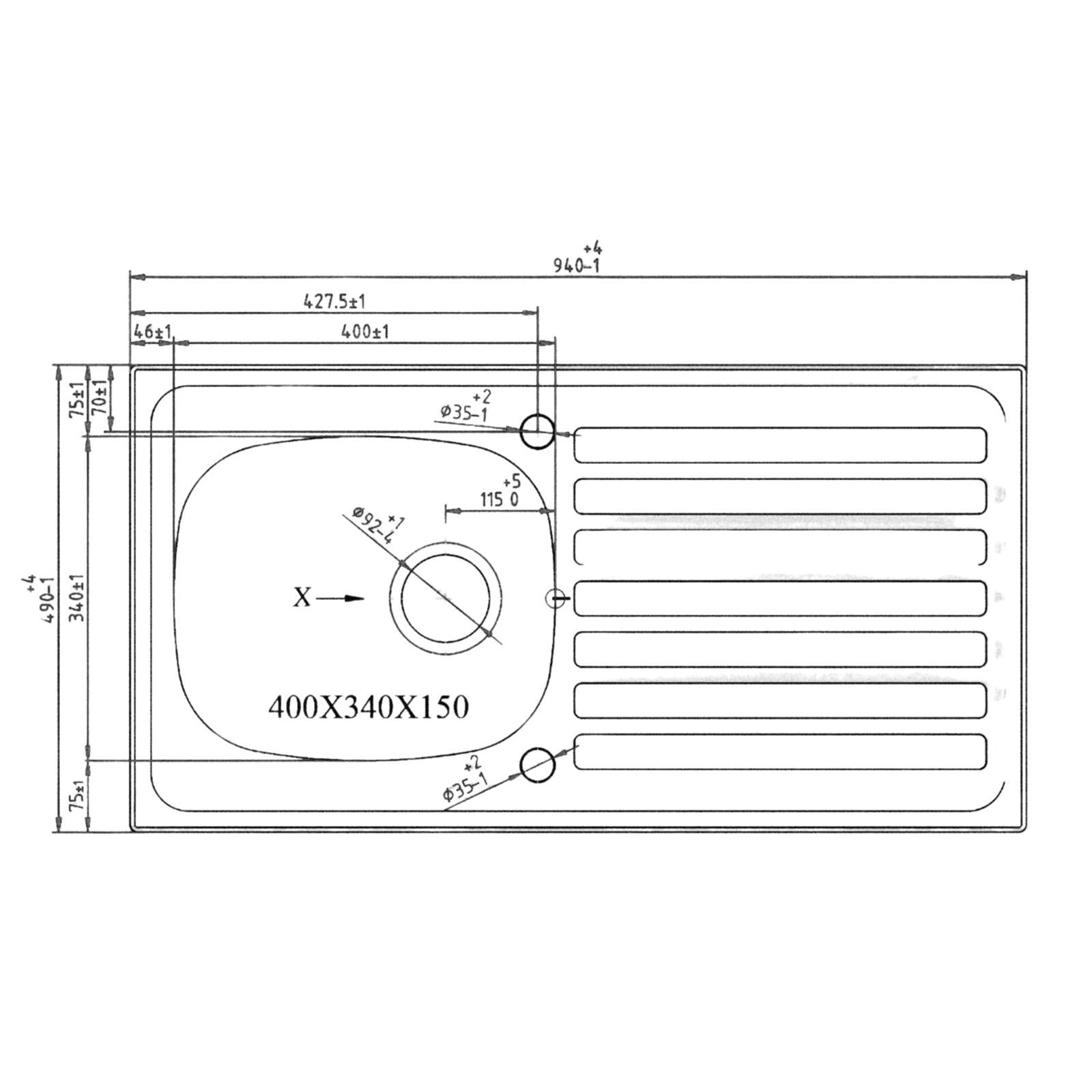 Liquida LQ810SS 1.0 Bowl Reversible Stainless Steel Kitchen Sink 940 x 490mm