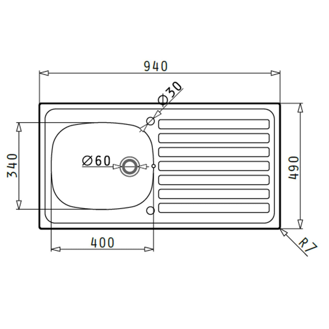 Liquida LQ910SS 1.0 Bowl Reversible Stainless Steel Kitchen Sink 940 x 490mm