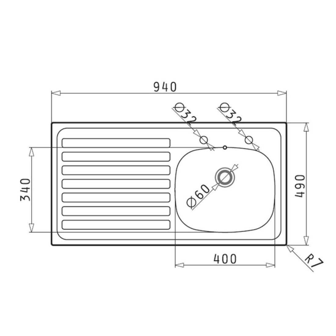 Liquida LQ940LSS 1.0 Bowl LH Drainer Stainless Steel Kitchen Sink 940 x 490mm