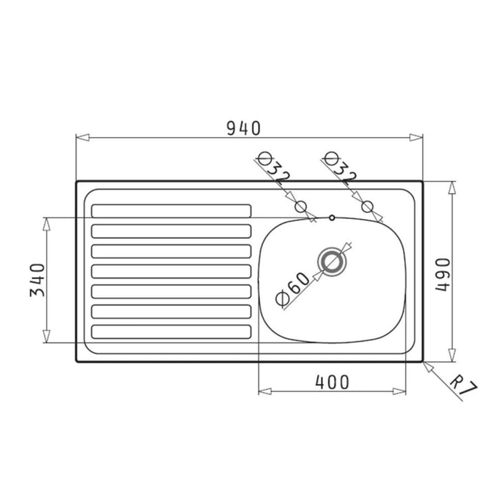 Liquida LQ940LSS 1.0 Bowl LH Drainer Stainless Steel Kitchen Sink 940 x 490mm