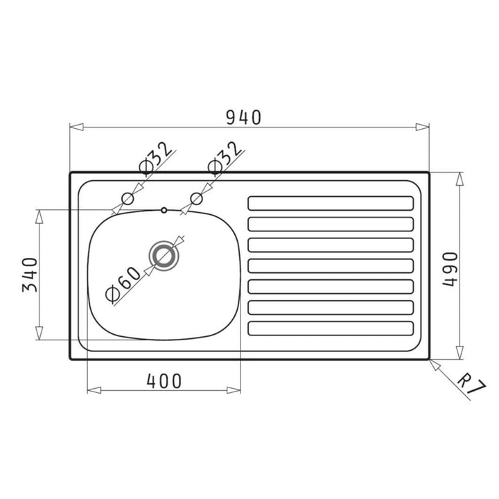 Liquida LQ940RSS 1.0 Bowl RH Drainer Stainless Steel Kitchen Sink 940 x 490mm