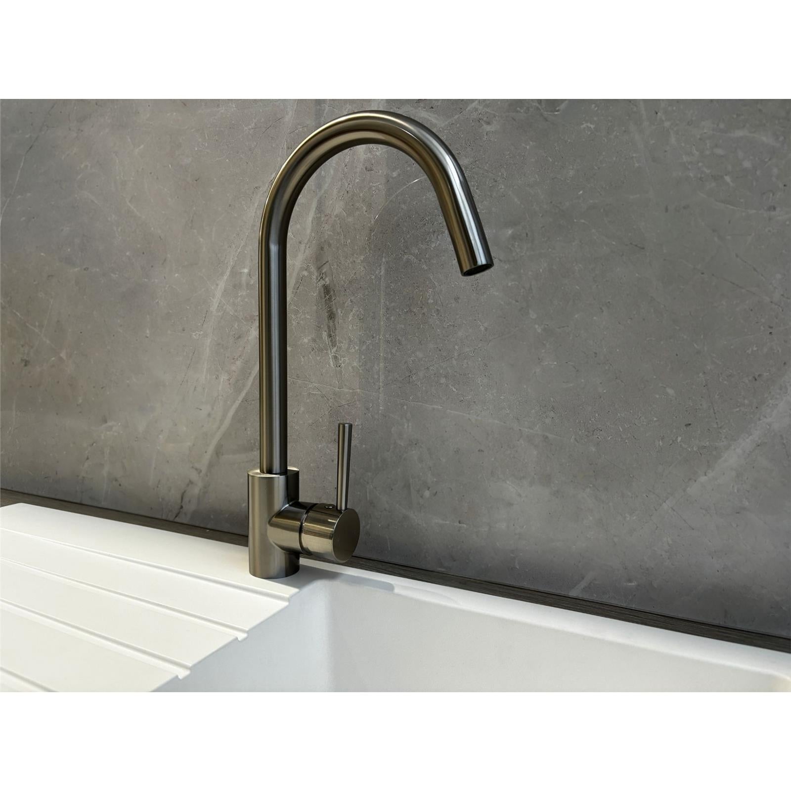 Liquida LS04BN Monobloc Swan Neck Brushed Nickel Kitchen Tap - GRADED