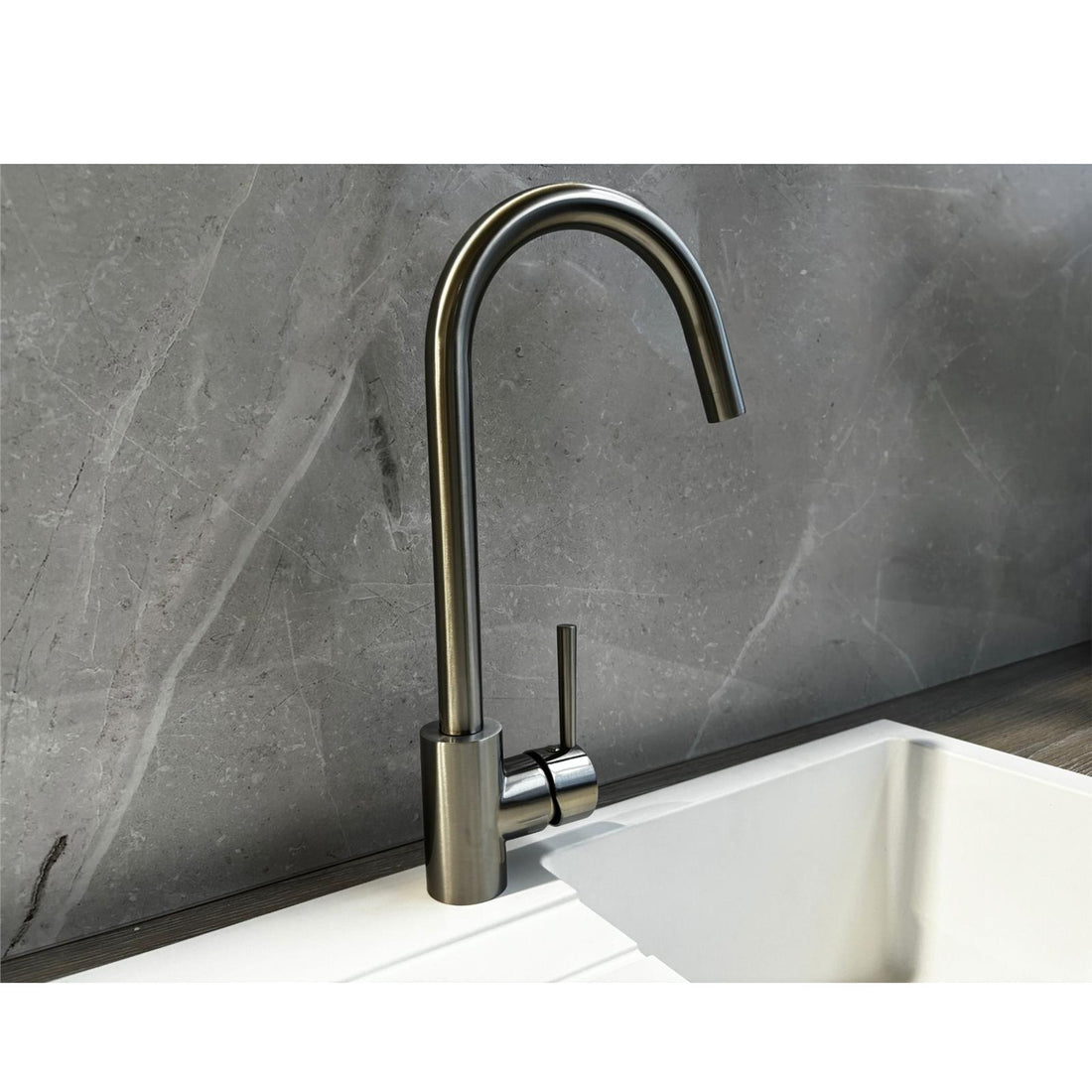 Liquida LS04BN Monobloc Swan Neck Brushed Nickel Kitchen Tap - GRADED