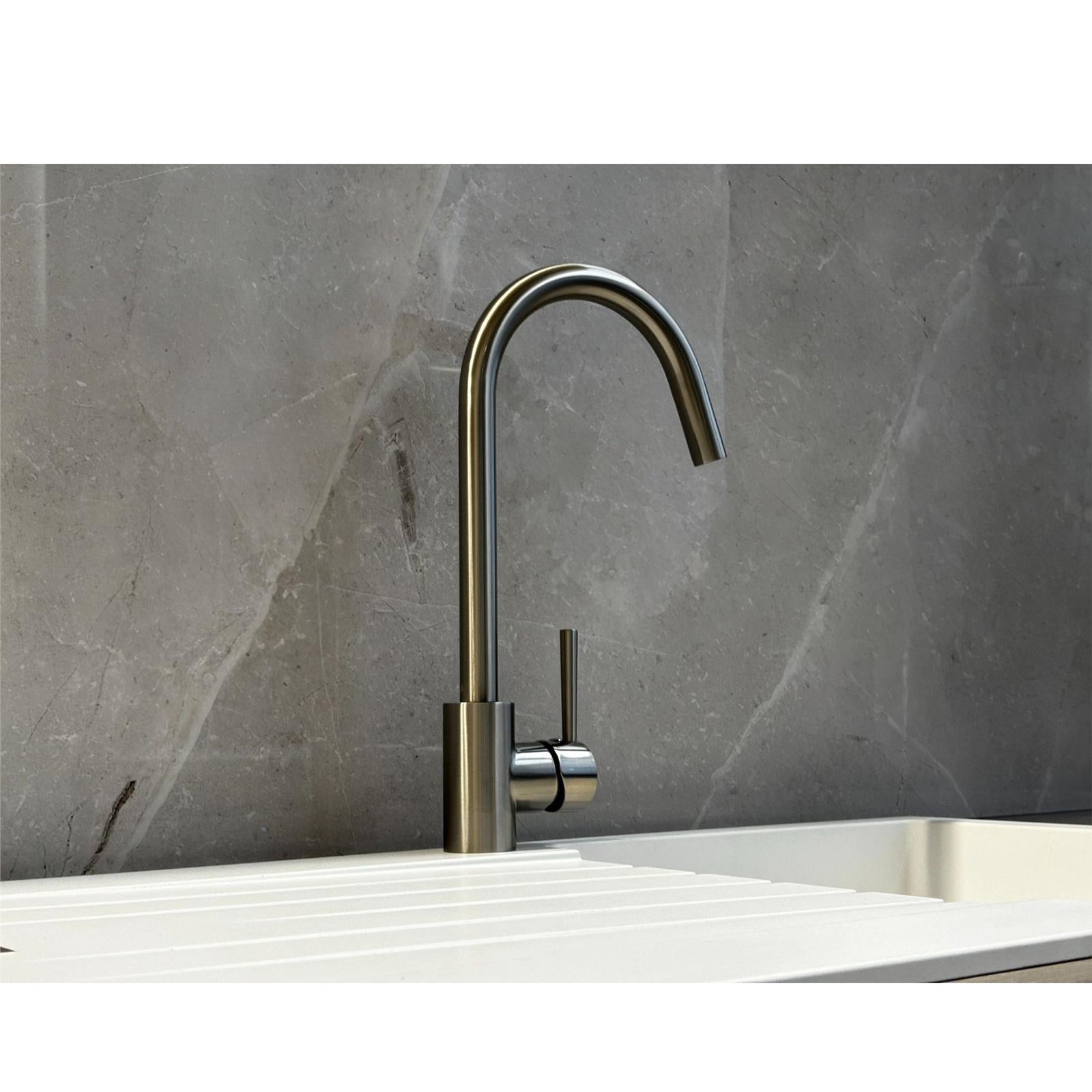 Liquida LS04BN Monobloc Swan Neck Brushed Nickel Kitchen Tap - GRADED