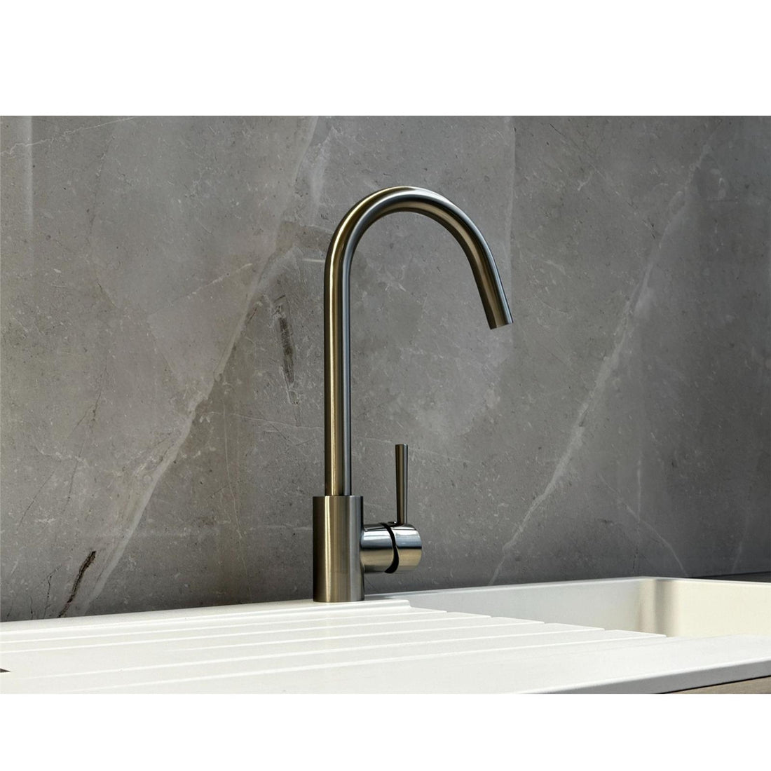 Liquida LS04BN Monobloc Swan Neck Brushed Nickel Kitchen Tap - GRADED