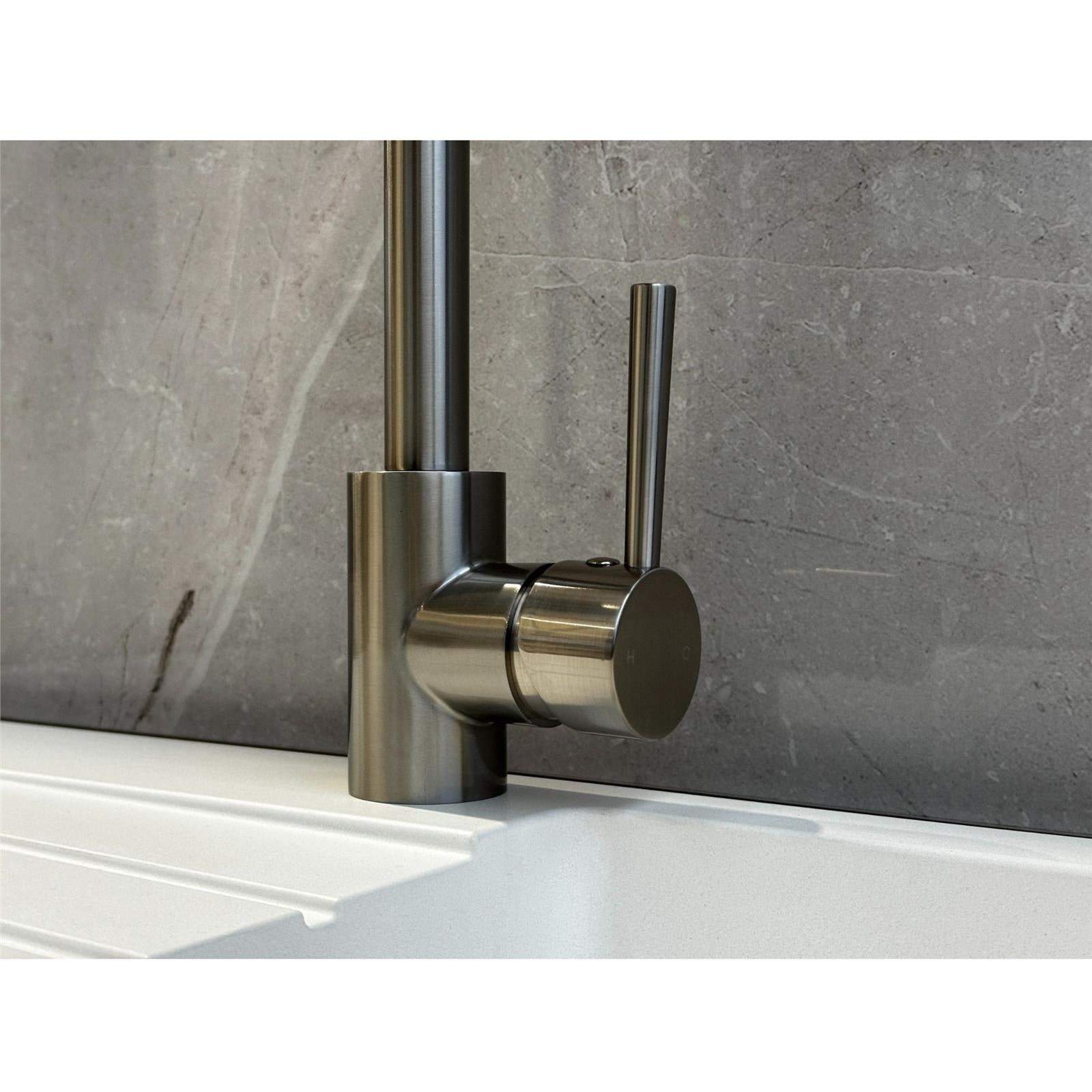 Liquida LS04BN Monobloc Swan Neck Single Lever Brushed Nickel Kitchen Mixer Tap