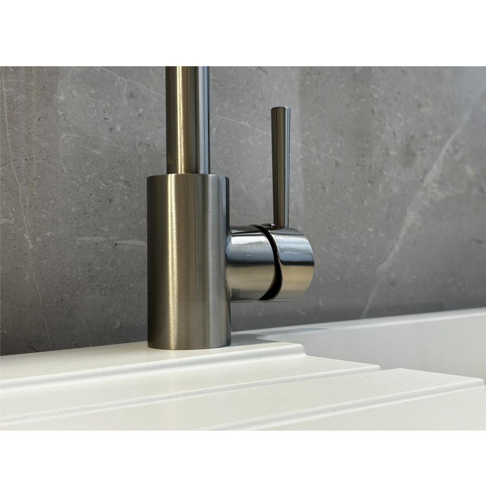 Liquida LS04BN Monobloc Swan Neck Brushed Nickel Kitchen Tap - GRADED