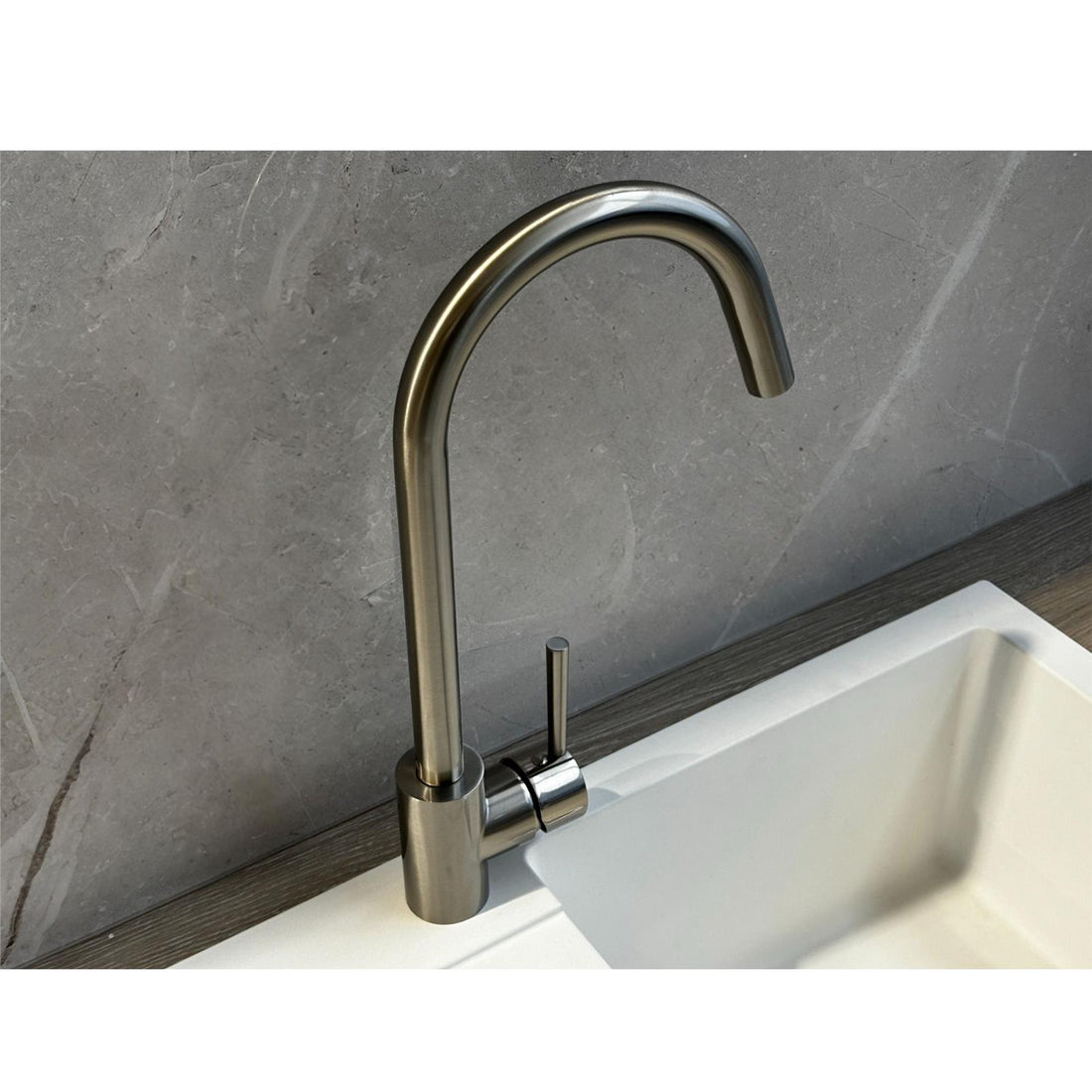 Liquida LS04BN Monobloc Swan Neck Brushed Nickel Kitchen Tap - GRADED