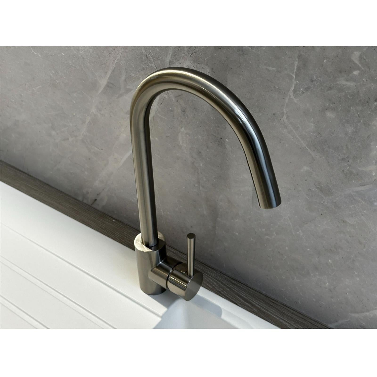 Liquida LS04BN Monobloc Swan Neck Single Lever Brushed Nickel Kitchen Mixer Tap