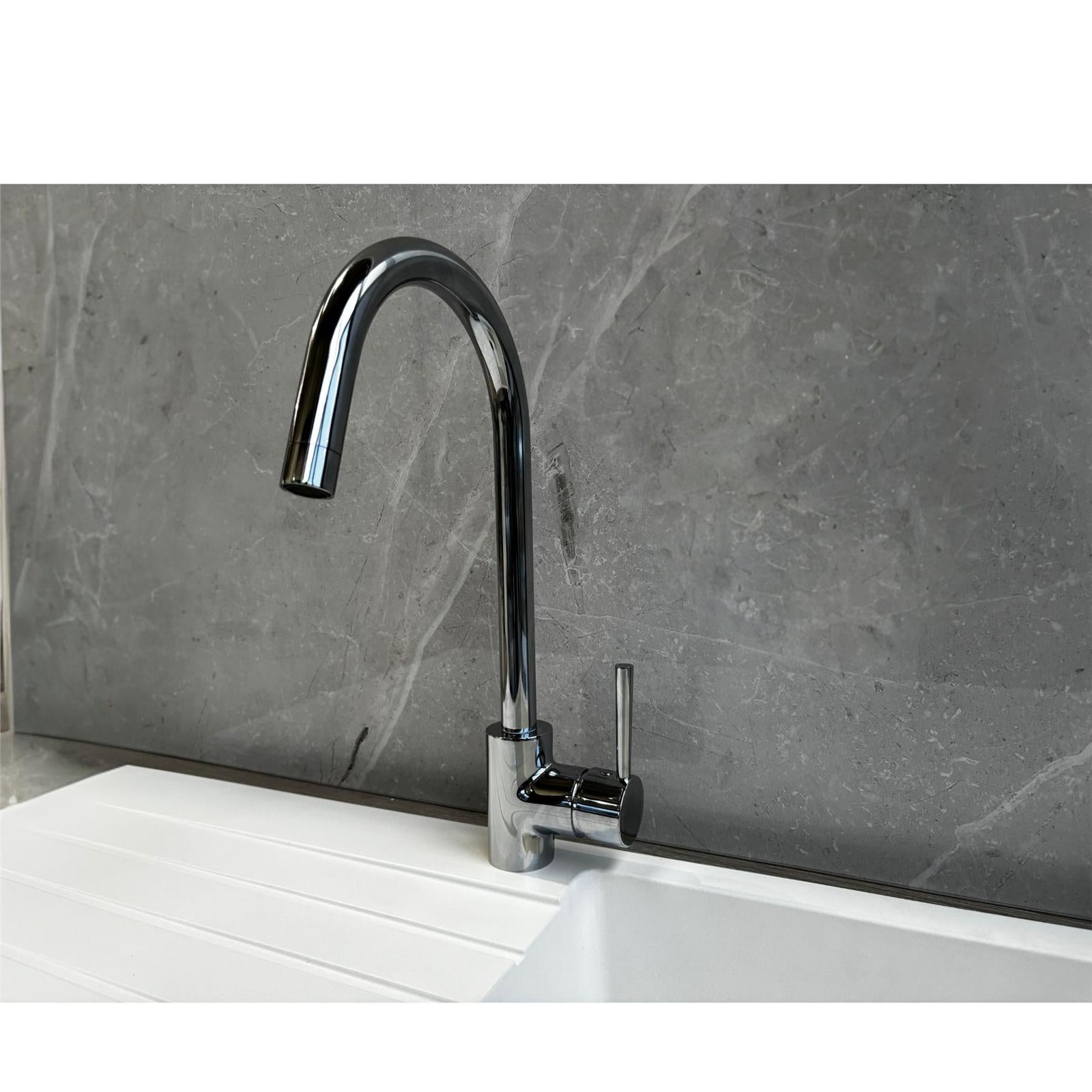 Liquida LS04CH Monobloc Swan Neck Single Lever Chrome Kitchen Mixer Tap