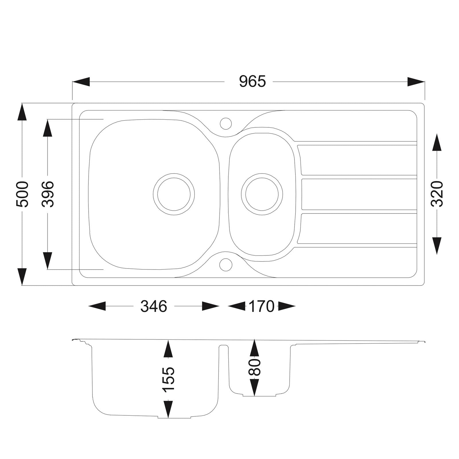 Liquida KS150SS 1.5 Bowl Reversible Inset Stainless Steel Kitchen Sink