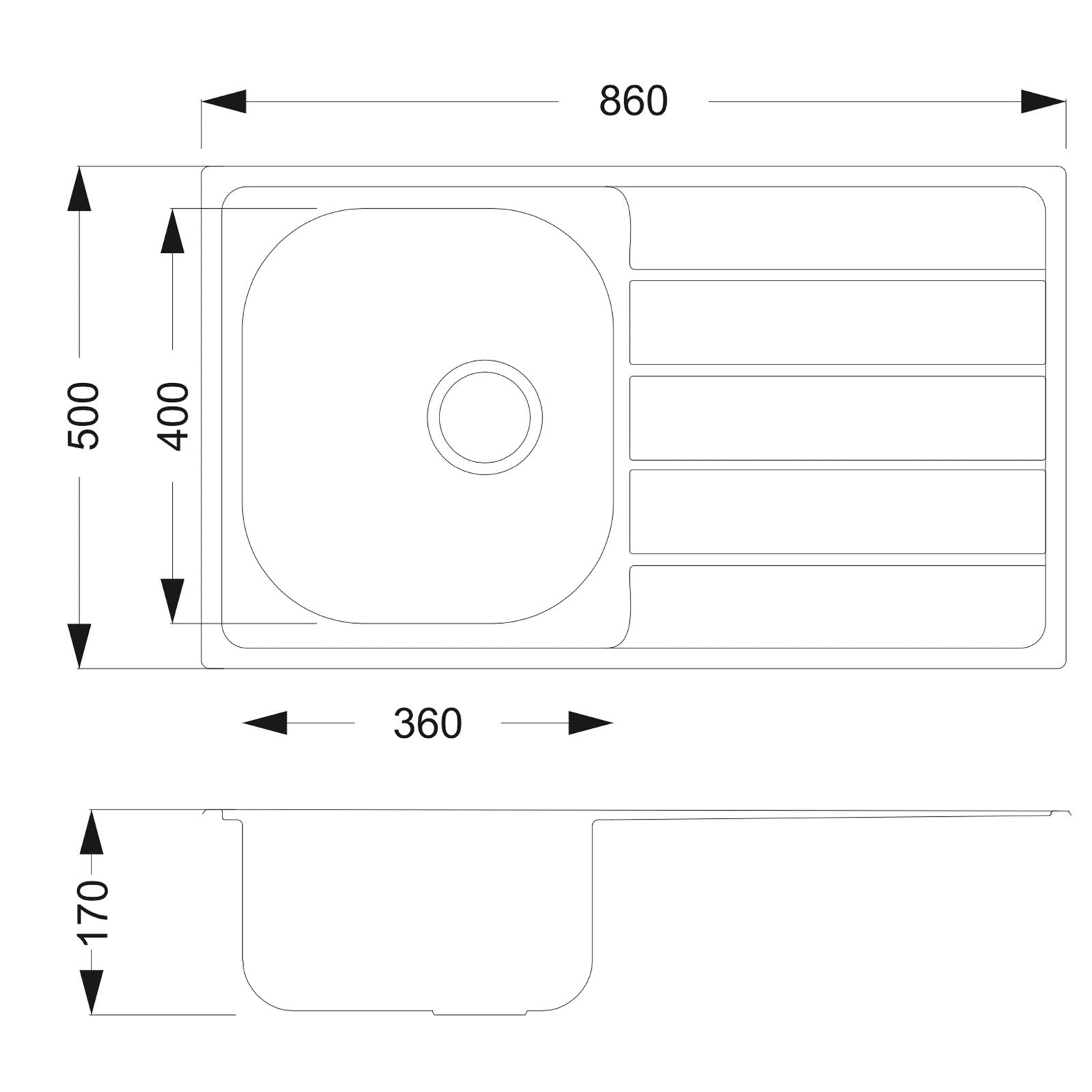 Liquida KS860SS 1.0 Bowl Reversible Inset Stainless Steel Kitchen Sink
