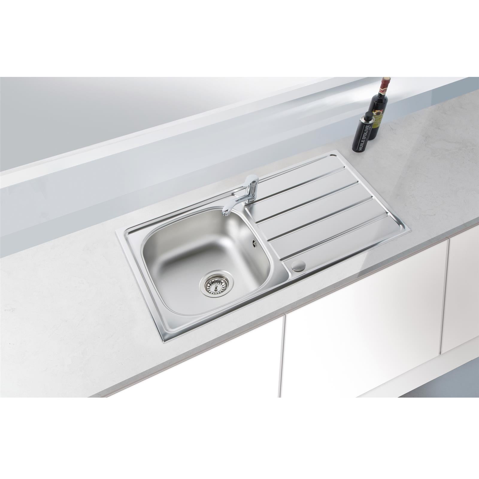 Liquida KS860SS 1.0 Bowl Reversible Inset Stainless Steel Kitchen Sink