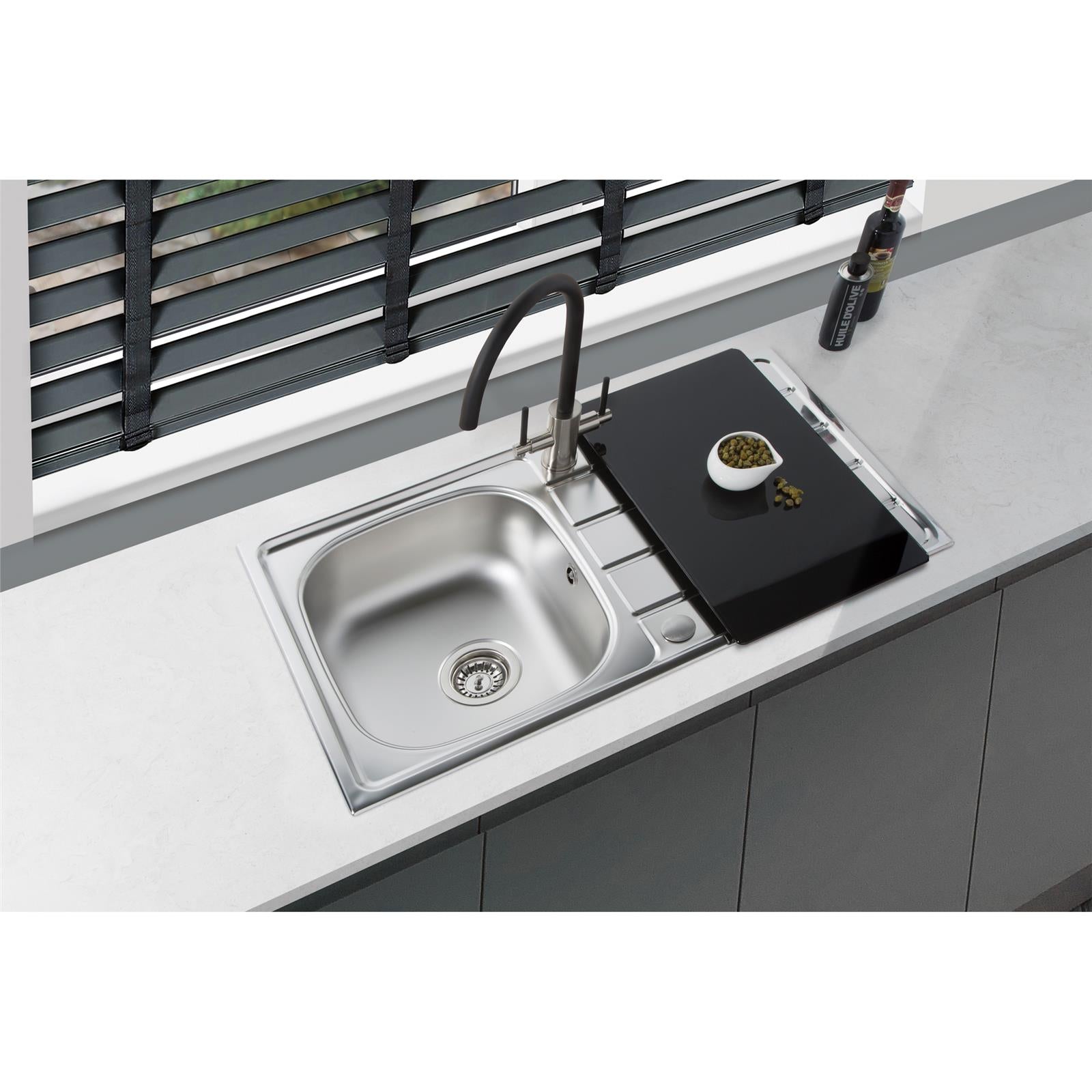 Liquida KS860SS 1 Bowl Reversible Stainless Steel Kitchen Sink 860x500mm