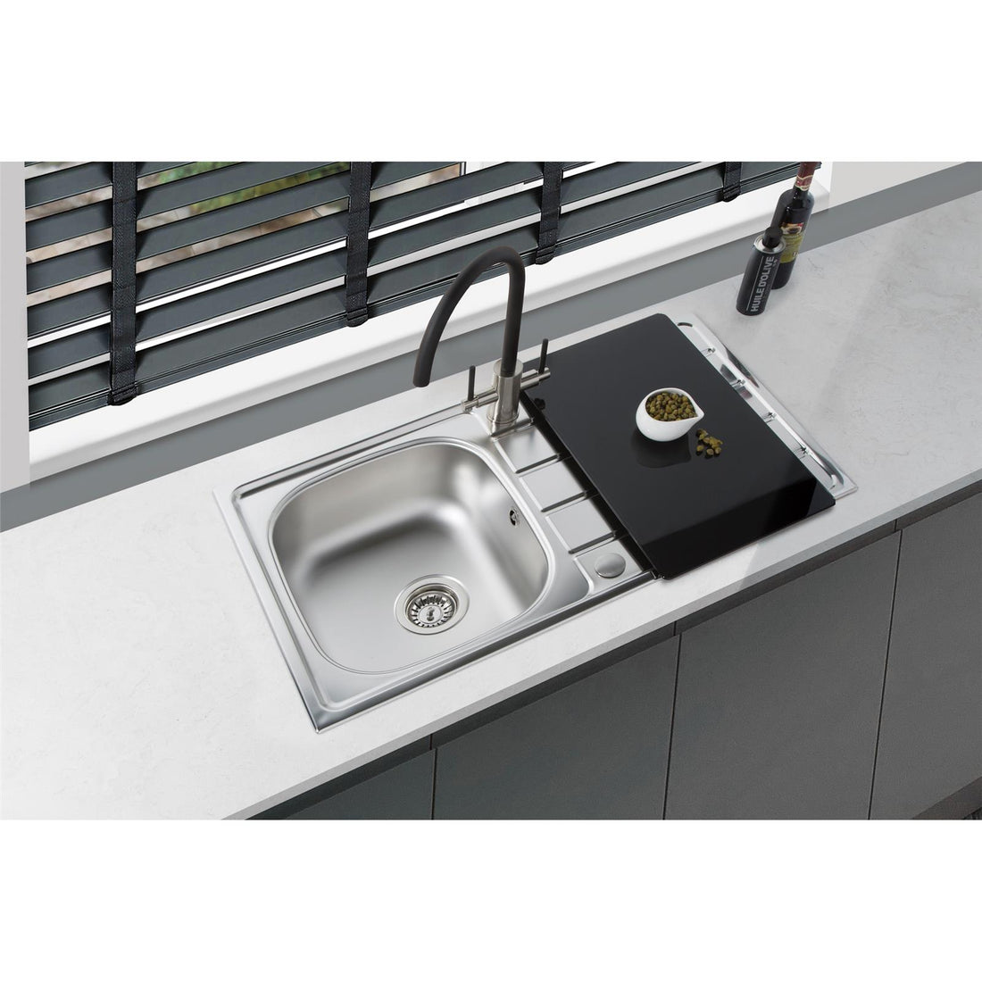 Liquida KS860SS 1 Bowl Reversible Stainless Steel Kitchen Sink 860x500mm
