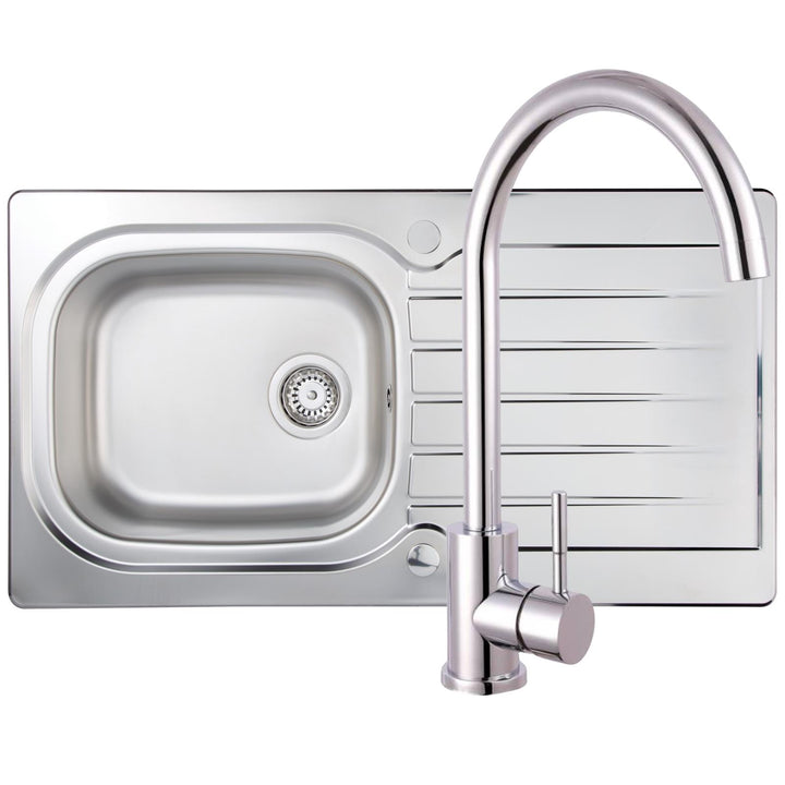 Liquida LSS100 1.0 Bowl Stainless Steel Kitchen Sink With Taravo Chrome Tap