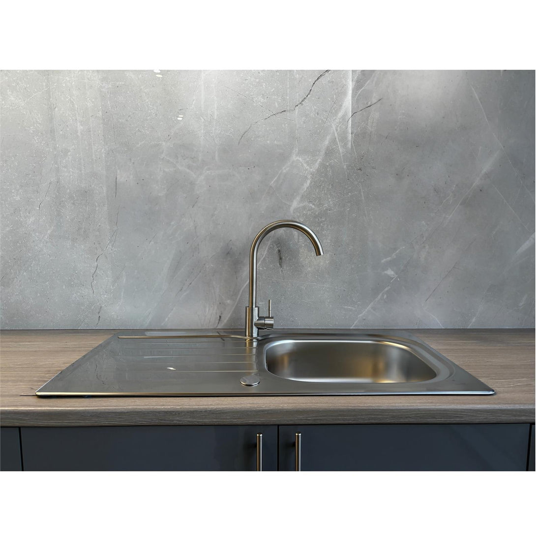 Liquida LSS100 1.0 Bowl Reversible Inset Stainless Steel Kitchen Sink With Waste