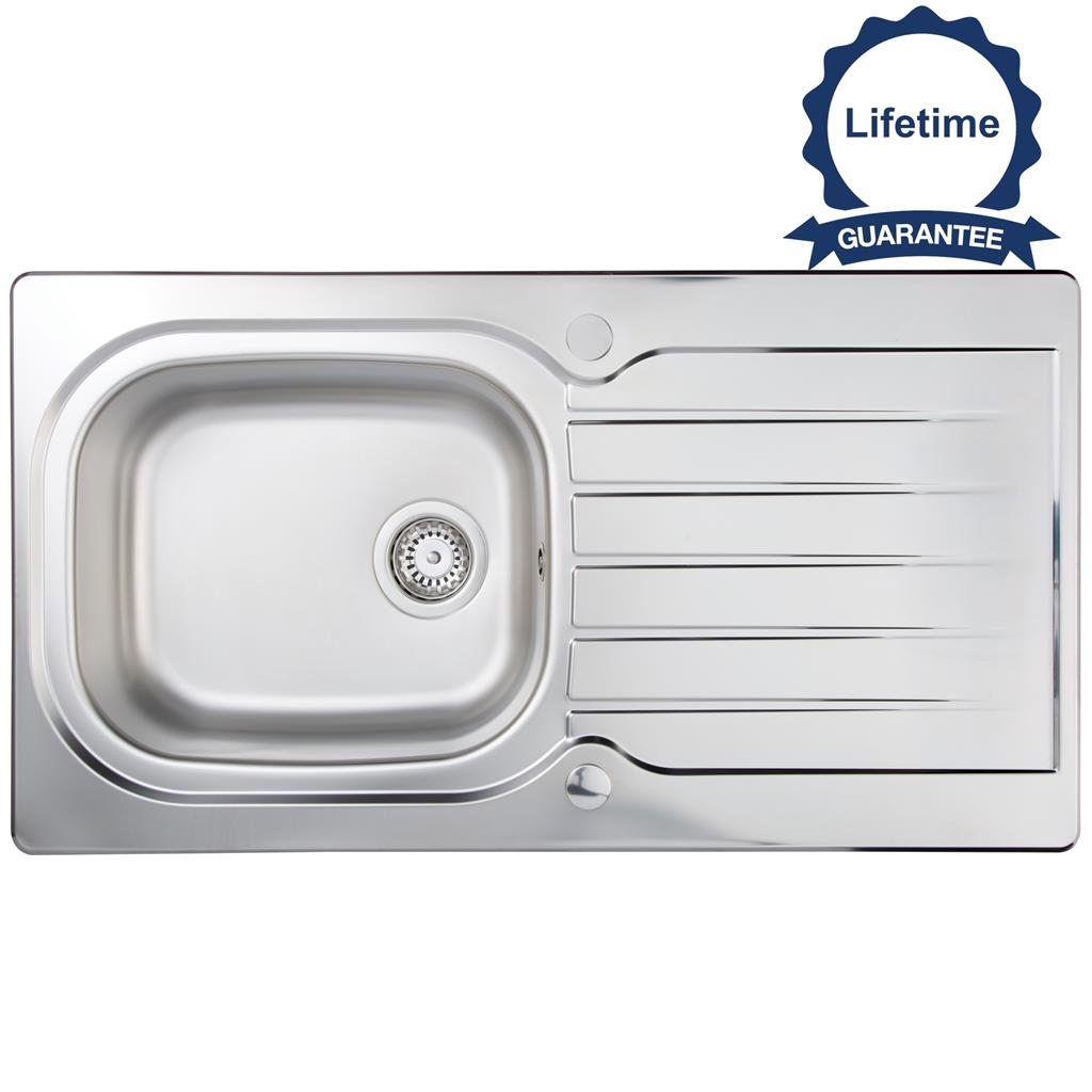Liquida LSS100 1.0 Bowl Reversible Inset Stainless Steel Kitchen Sink With Waste