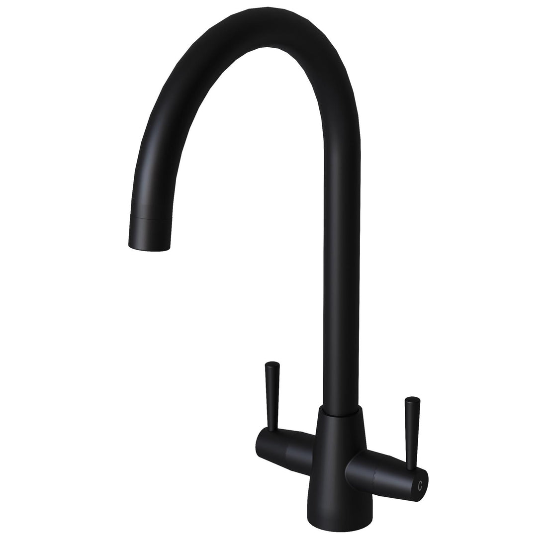Liquida black composite 1.5 bowl kitchen sink with reversible drainer and black mixer tap angled view