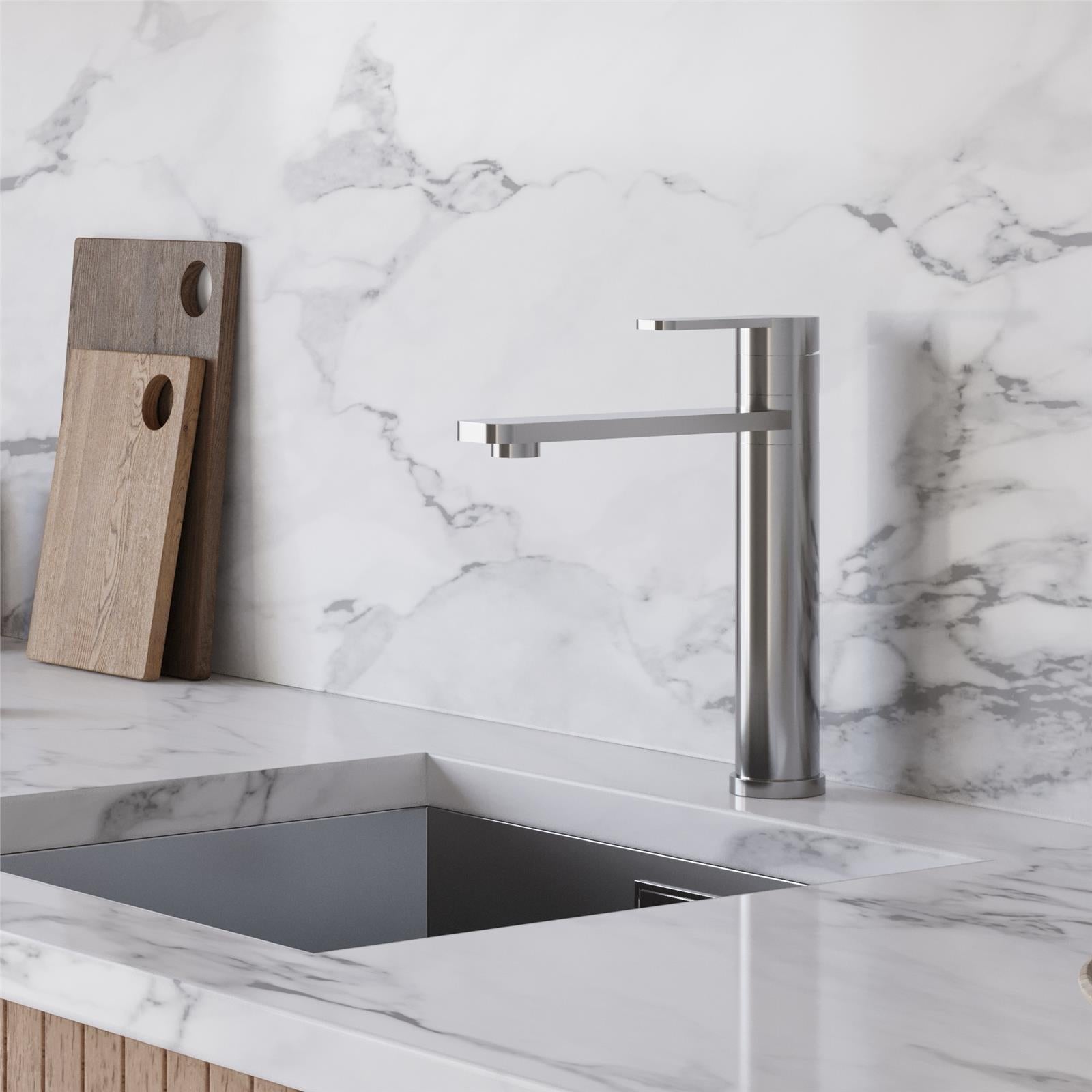 Liquida LX388CH Single Lever Pillar Style Swivel Spout Kitchen Tap In Chrome