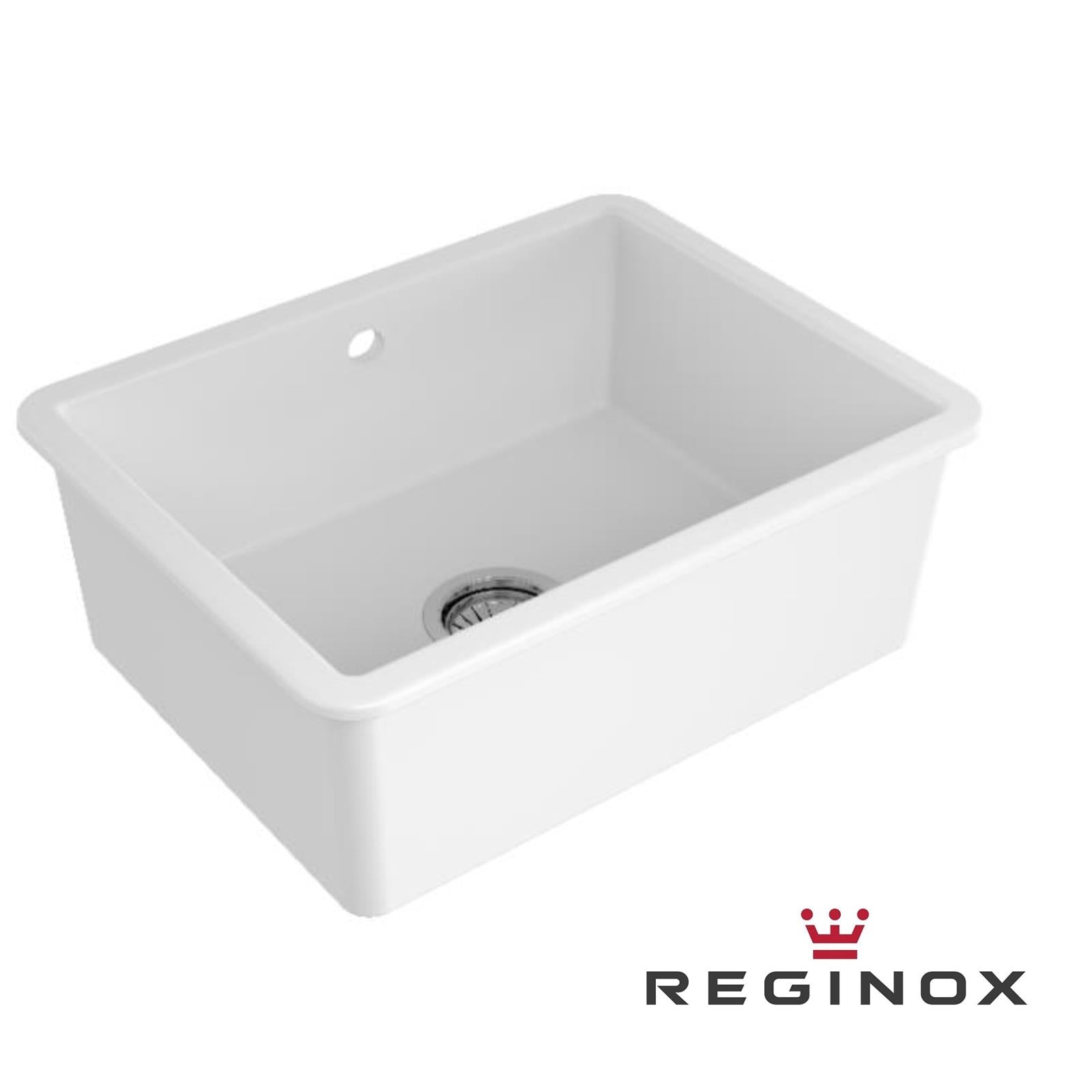 Reginox Mataro II Undermount White Ceramic Single Bowl Kitchen Sink With Waste