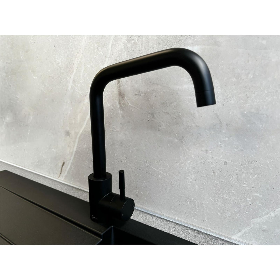 Reginox Salina MB Matt Black Single Lever Square Neck Kitchen Mixer Tap