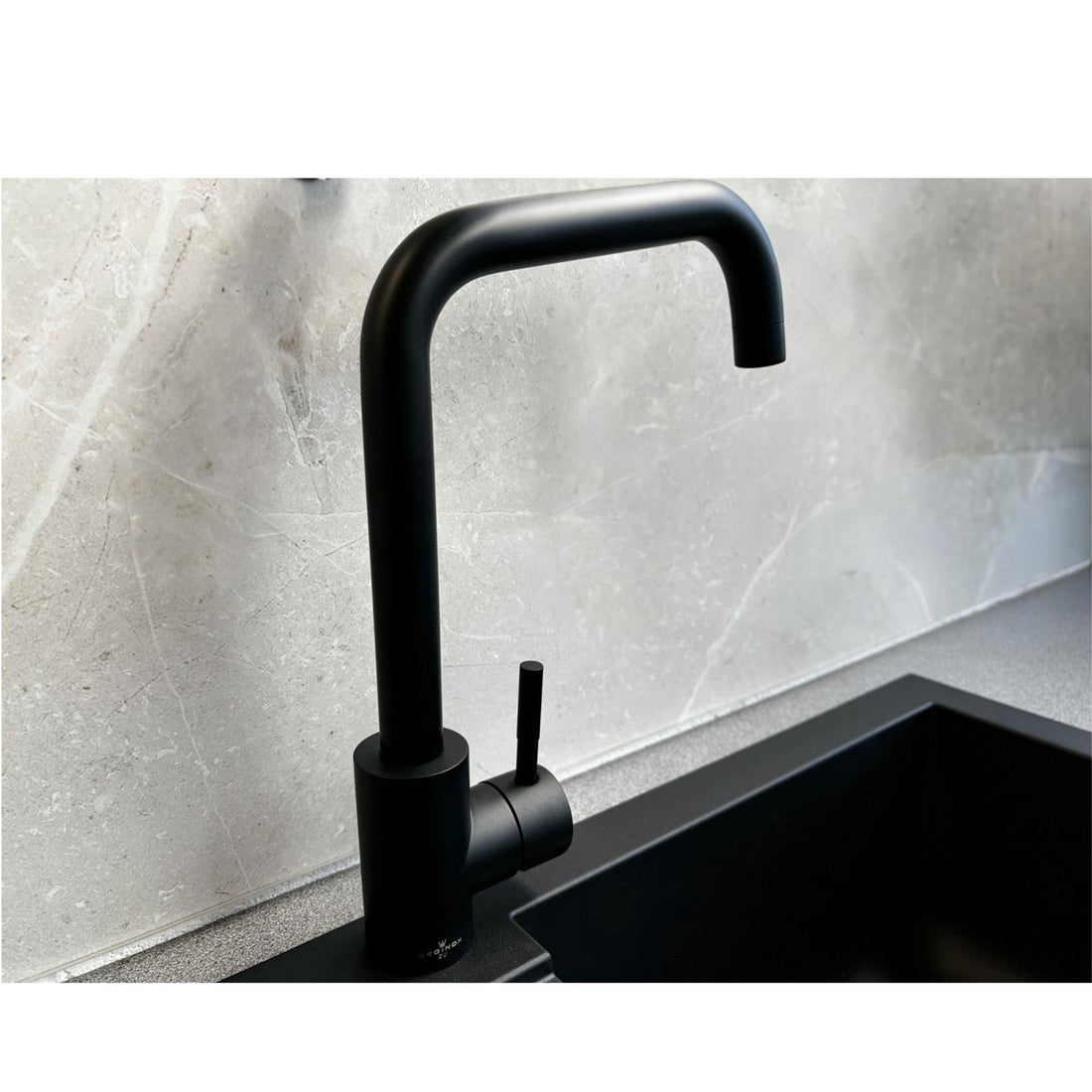 Reginox Salina MB Matt Black Single Lever Square Neck Kitchen Mixer Tap