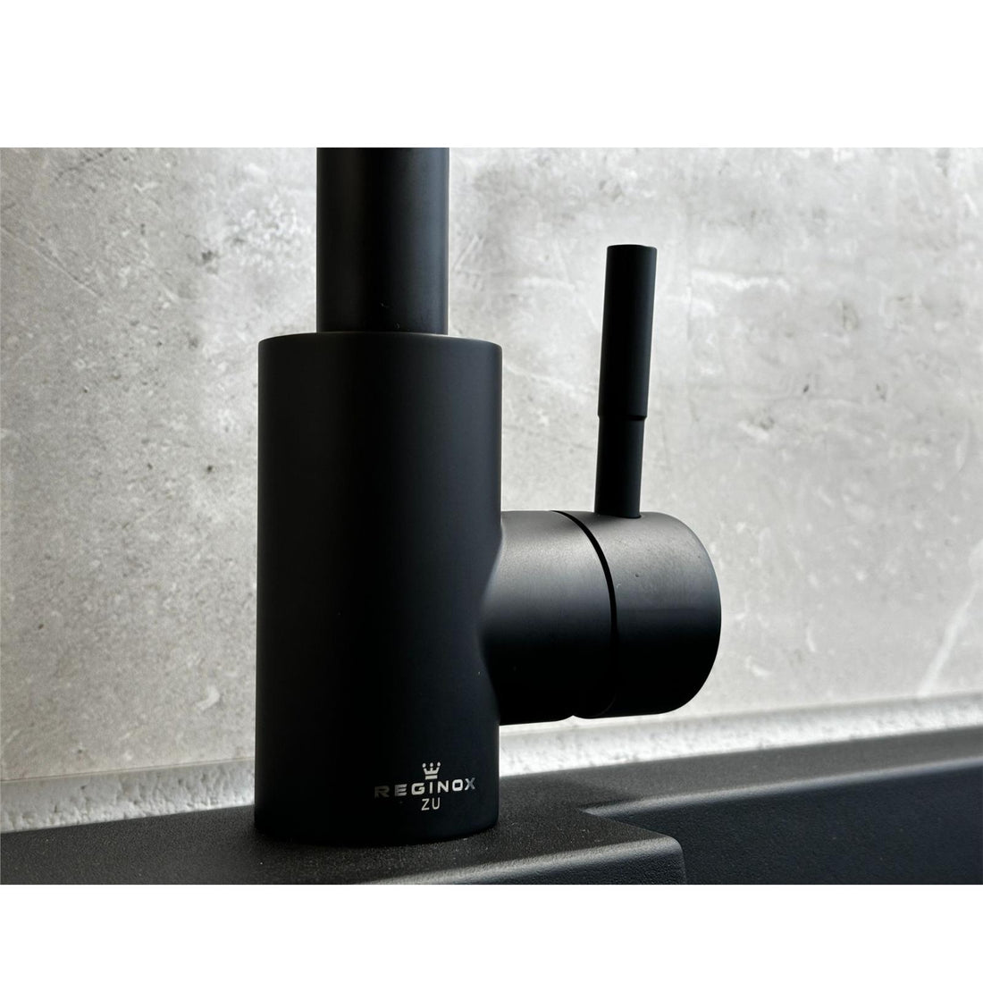 Reginox Salina MB Matt Black Single Lever Square Neck Kitchen Mixer Tap