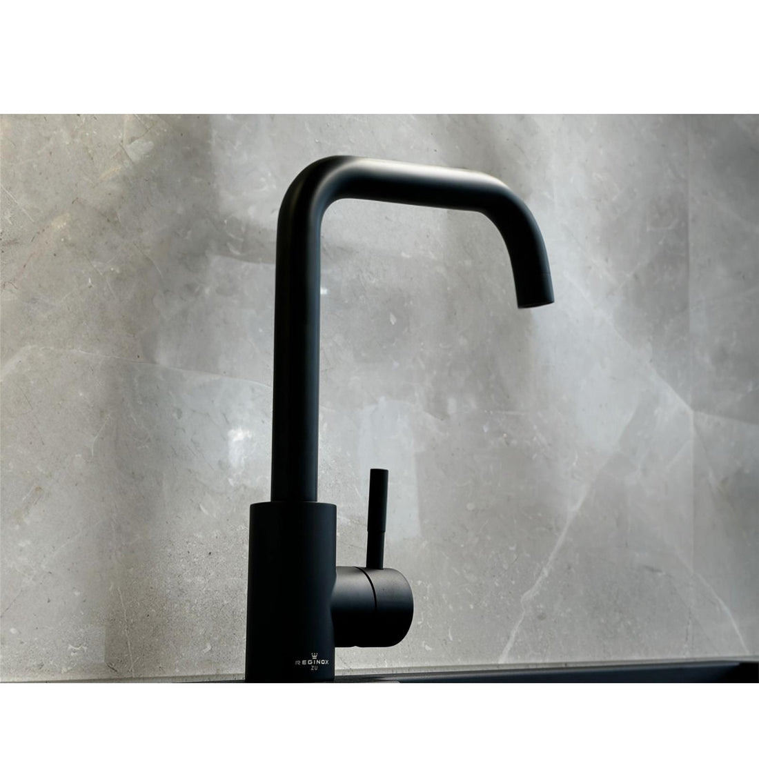 Reginox Salina MB Matt Black Single Lever Square Neck Kitchen Mixer Tap