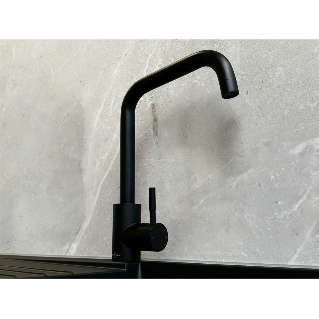 Reginox Salina MB Matt Black Single Lever Square Neck Kitchen Mixer Tap