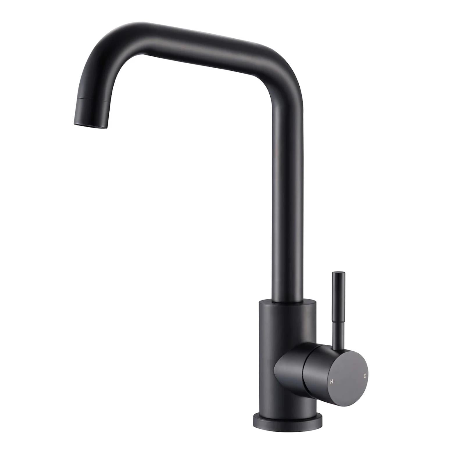 Reginox Salina MB Matt Black Single Lever Square Neck Kitchen Mixer Tap