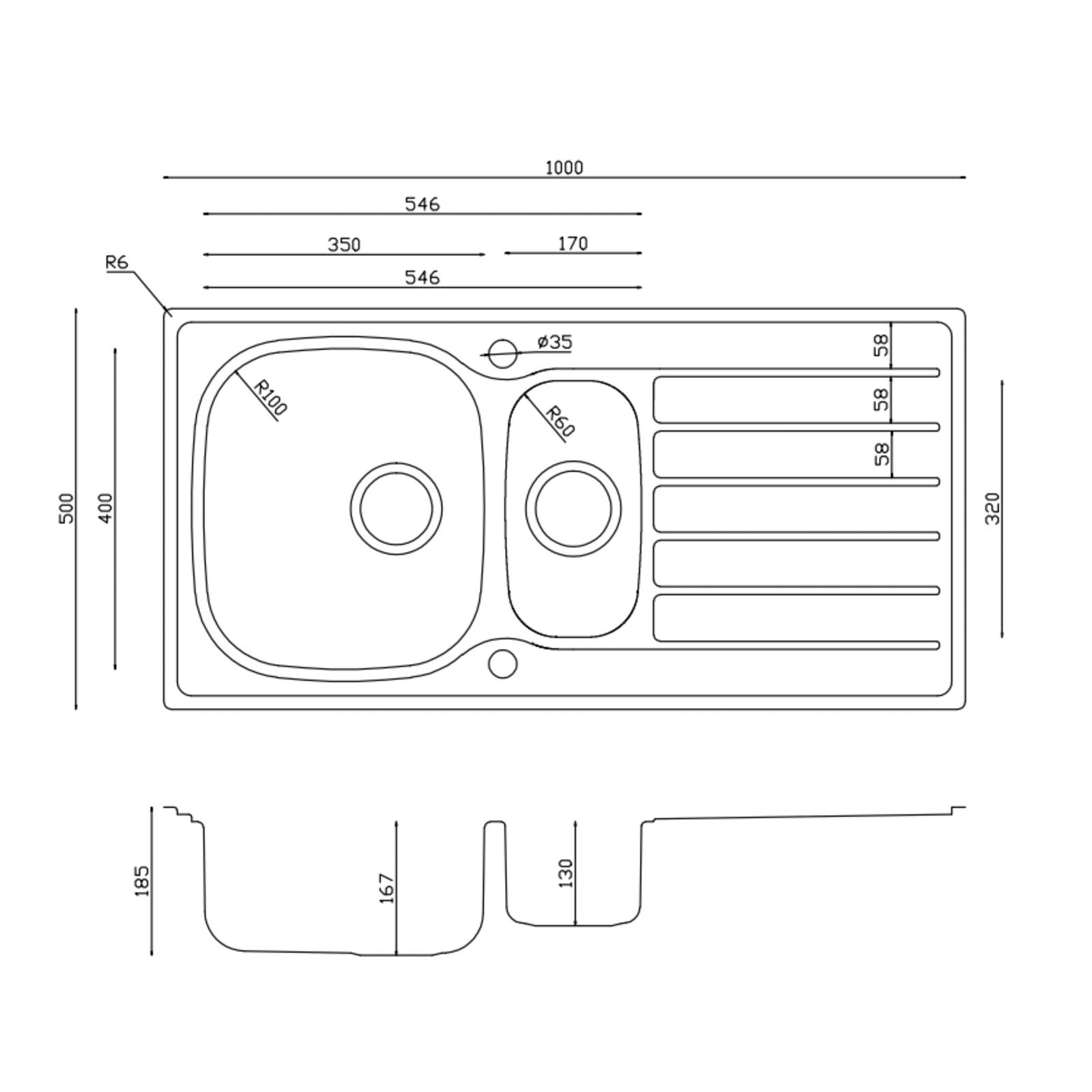Liquida NR150SS 1.5 Bowl Reversible Inset Stainless Steel Kitchen Sink