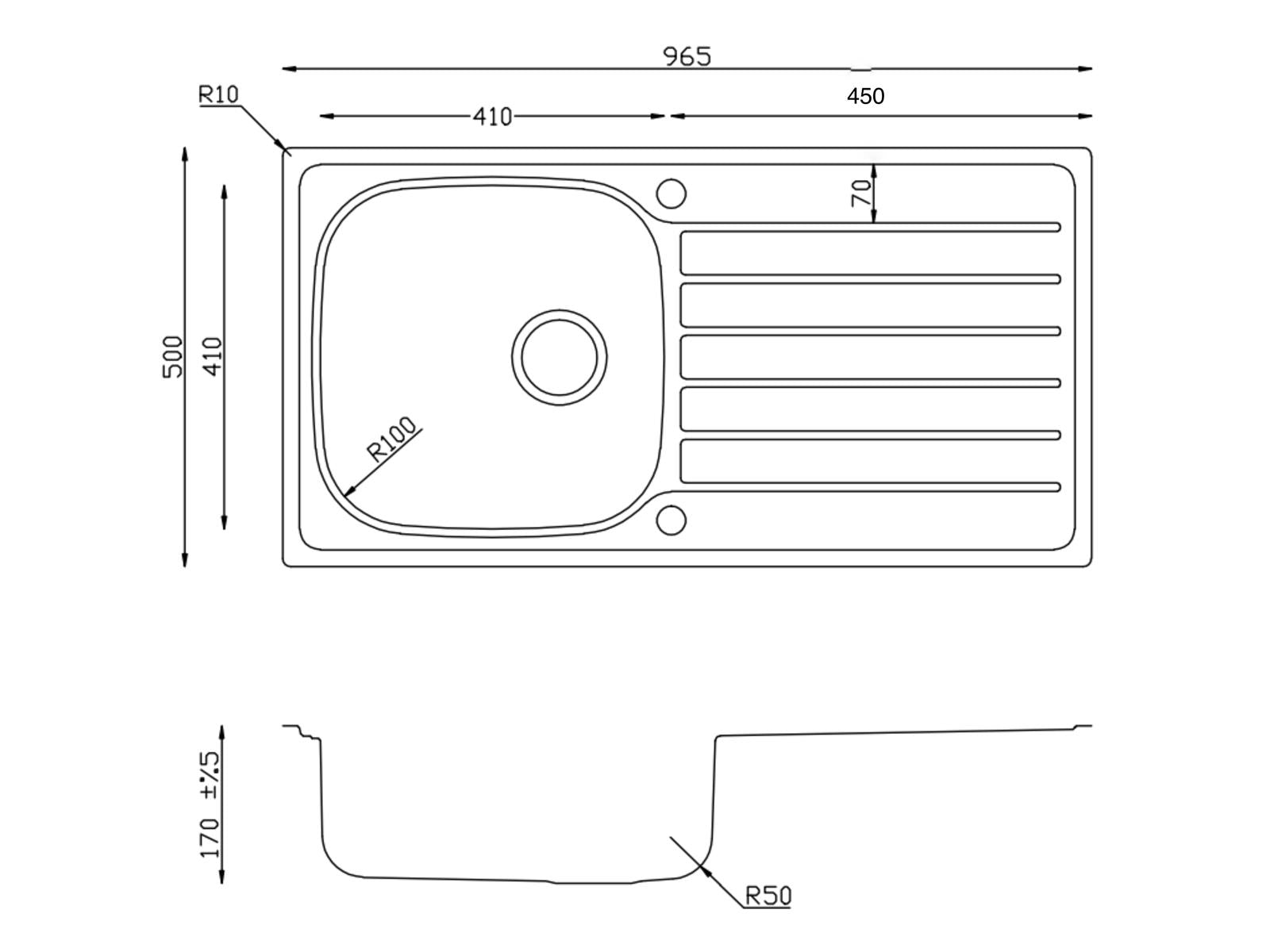 Liquida NR965SS 1.0 Bowl Reversible Inset Stainless Steel Kitchen Sink & Waste