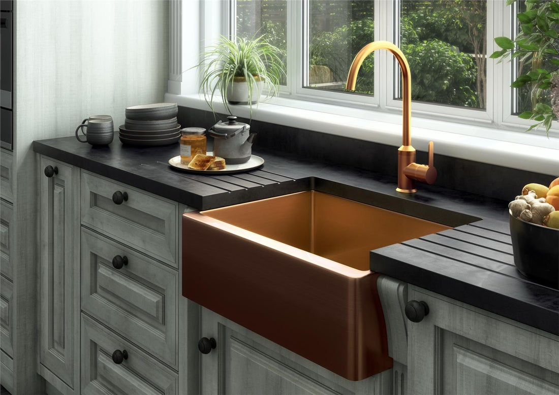 Liquida ENT20CP Brushed Copper PVD Single Lever Swivel Spout Kitchen Mixer Tap