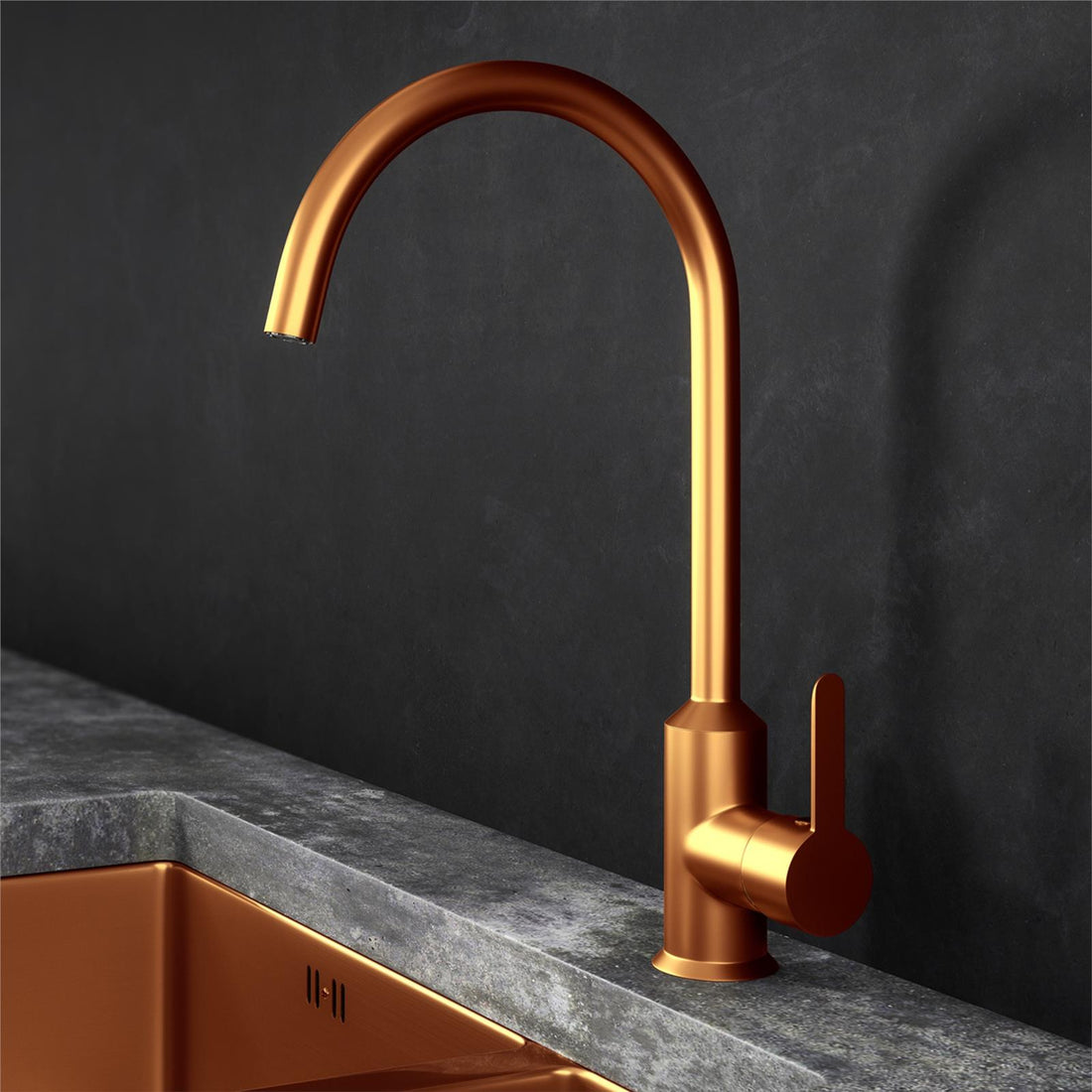 Liquida ENT20CP Brushed Copper PVD Single Lever Swivel Spout Kitchen Mixer Tap