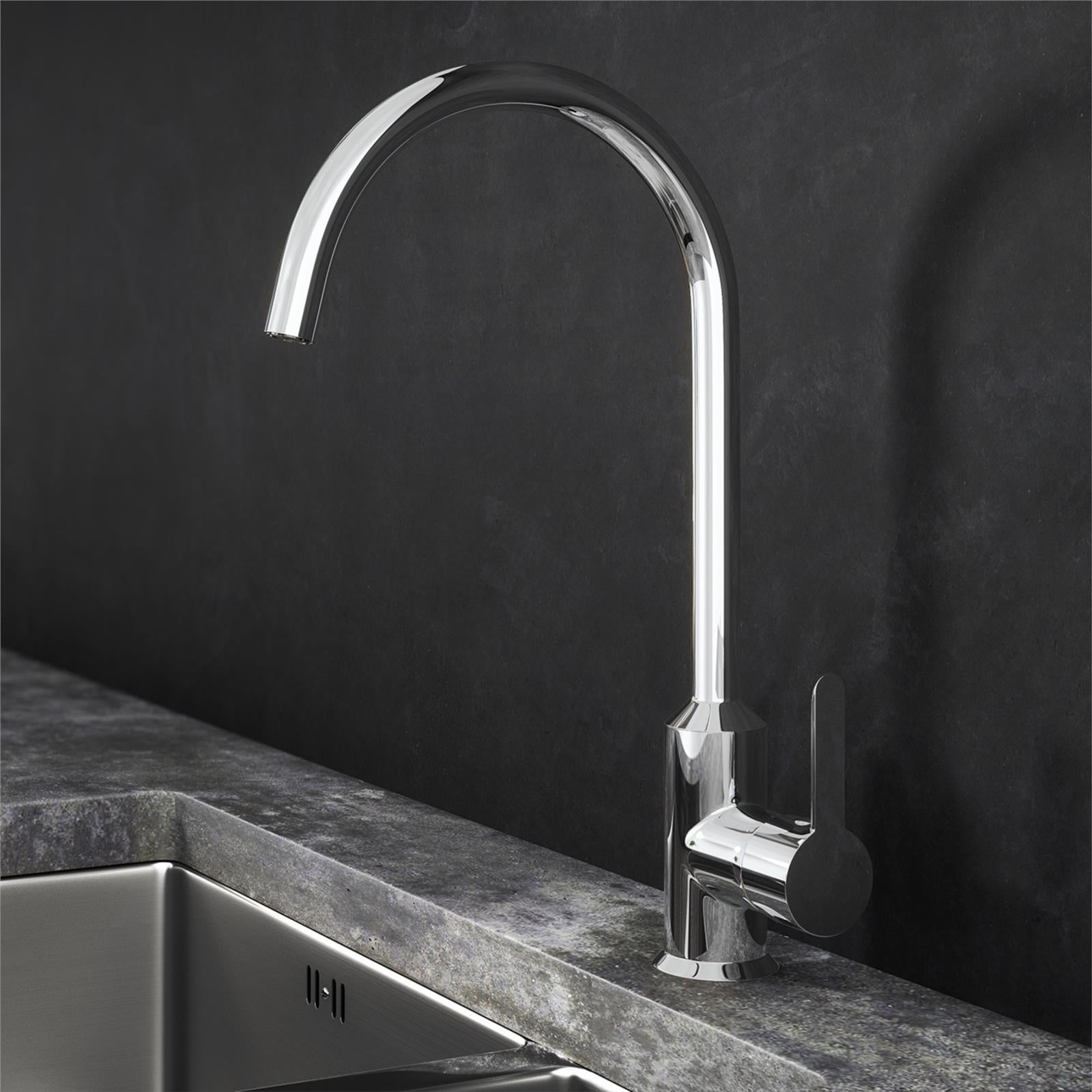 Liquida ENT22CH Chrome PVD Single Lever Swivel Spout Kitchen Mixer Tap
