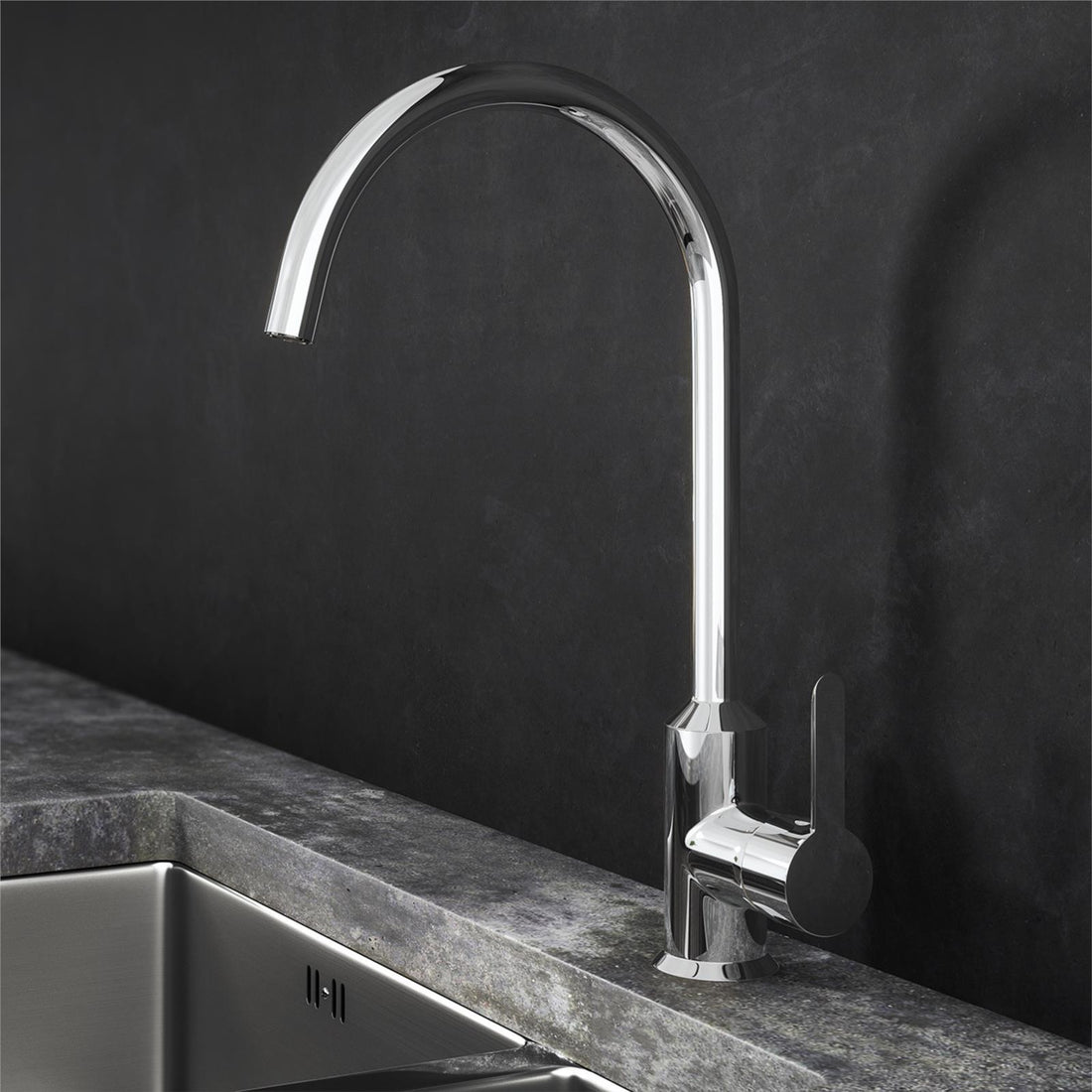 Liquida ENT22CH Chrome PVD Single Lever Swivel Spout Kitchen Mixer Tap