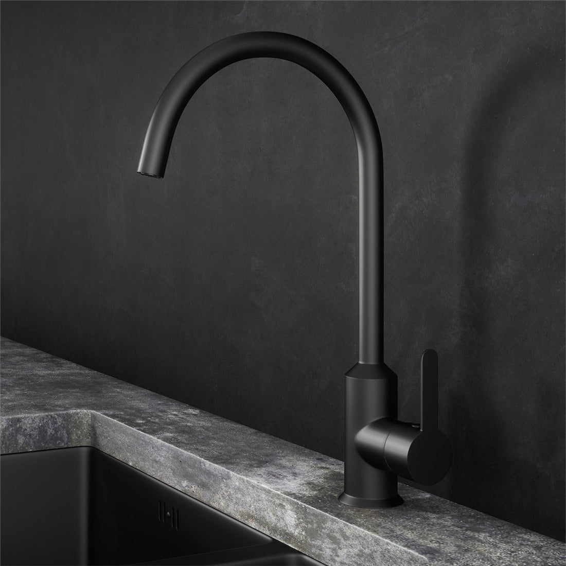 Liquida ENT23MB Matt Black PVD Single Lever Swivel Spout Kitchen Mixer Tap